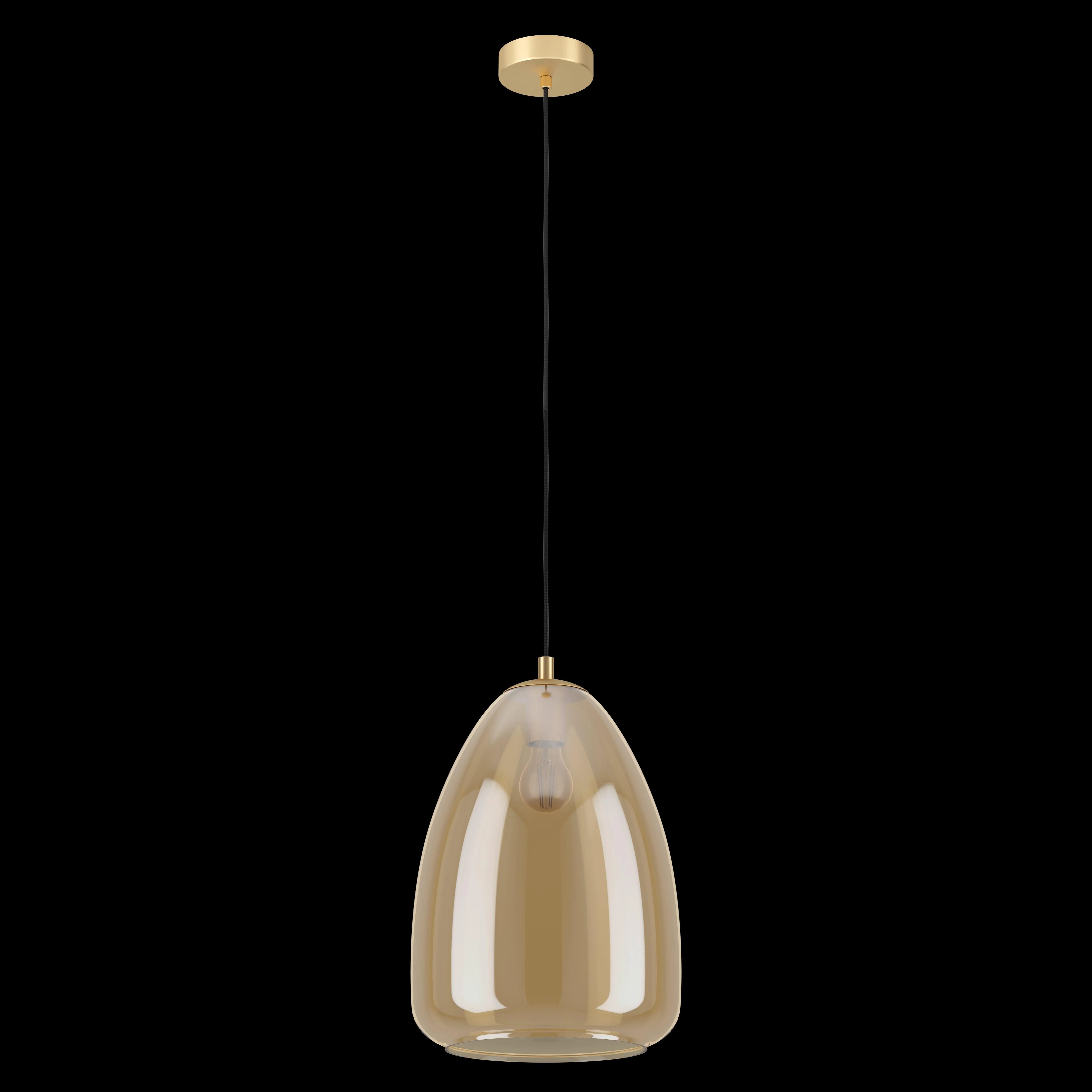 Eglo Alobrase Smoked Amber Glass Ceiling Pendant - 30cm