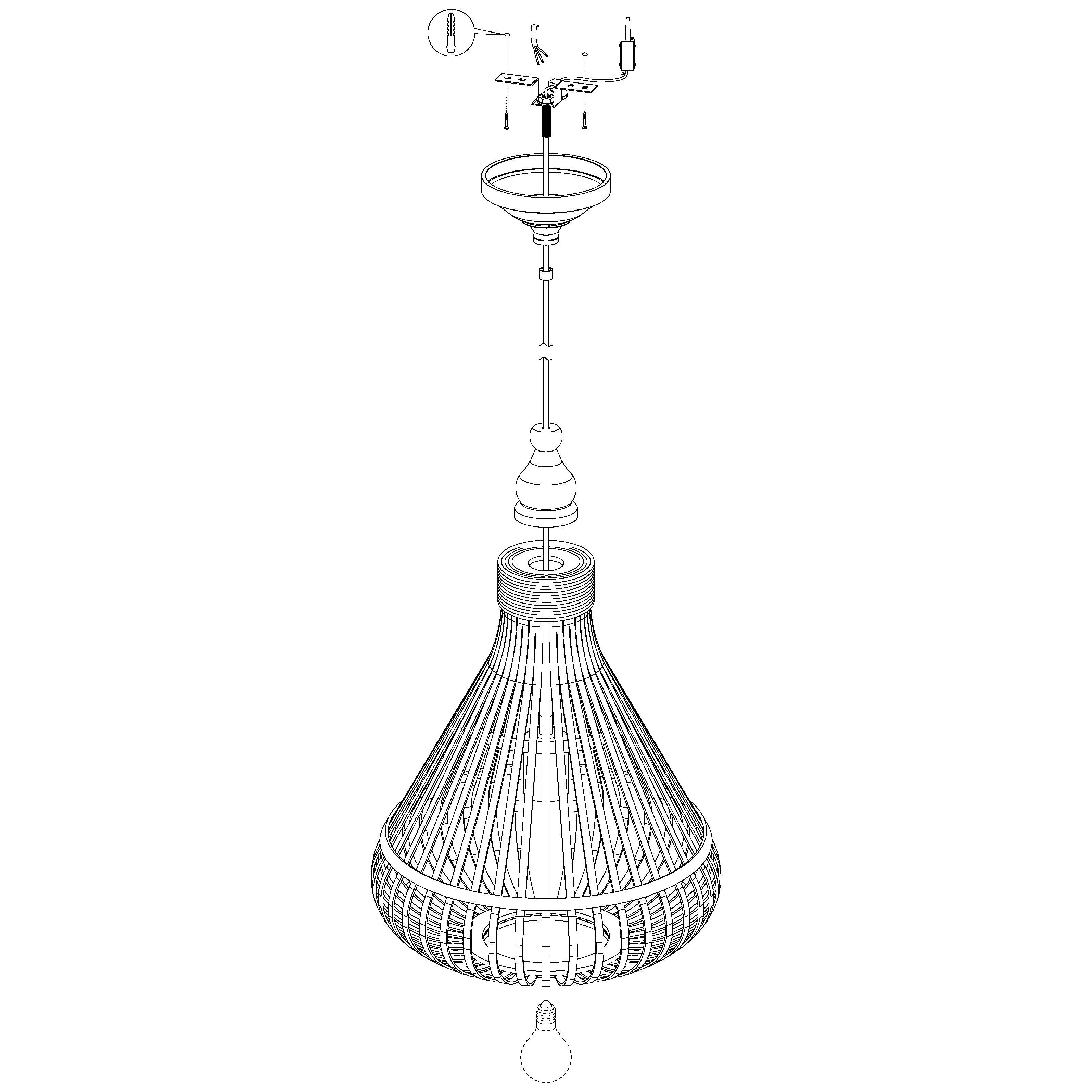 Eglo Amsfield Bamboo Wicker Teardrop Ceiling Pendant