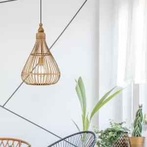 Eglo Amsfield Bamboo Wicker Teardrop Ceiling Pendant flush mount ceiling fixture