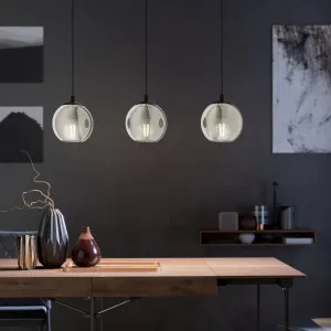 Eglo Ariscani 3 Light Black & Steel Vaporised Glass Ceiling Pendant flush mount ceiling fixture