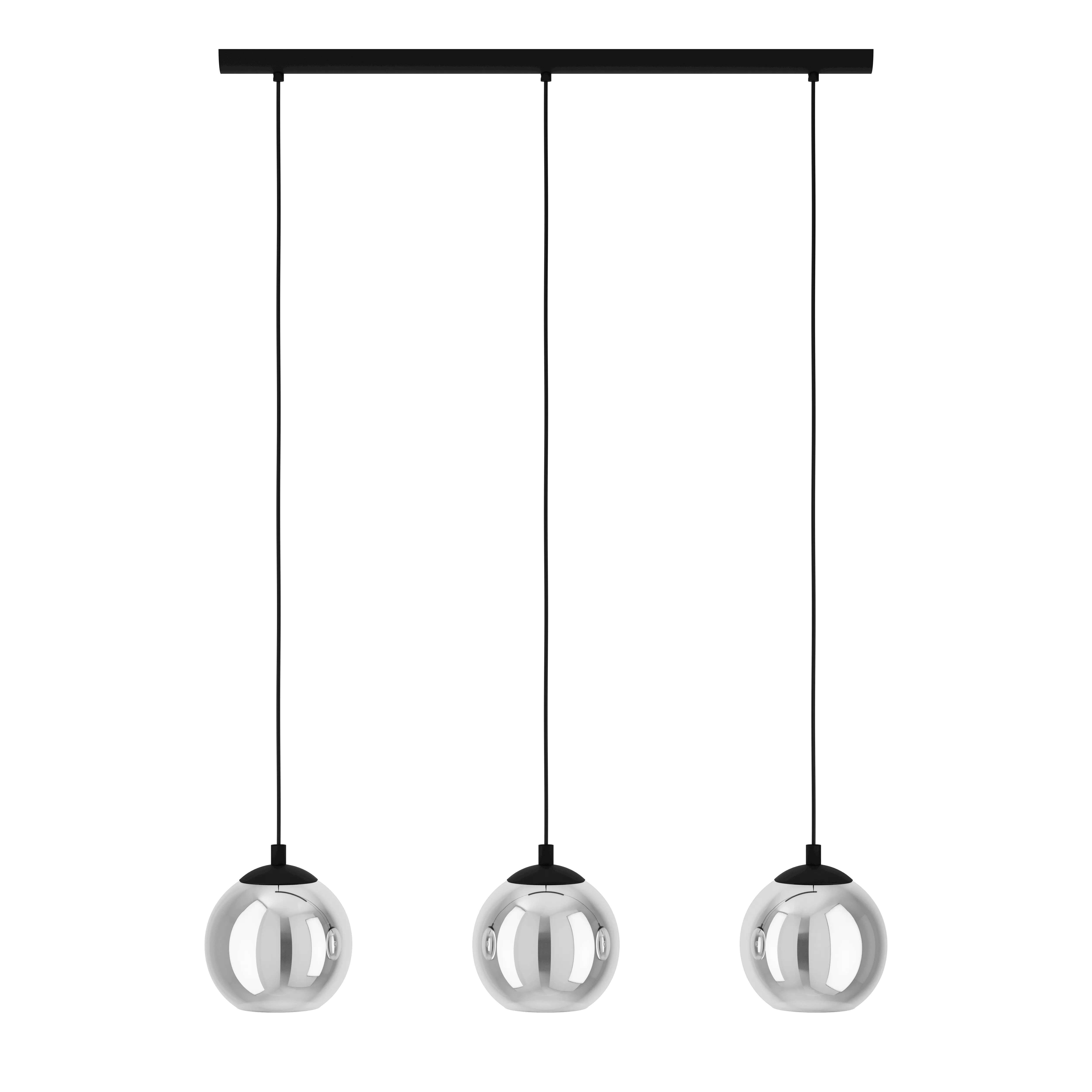 Eglo Ariscani 3 Light Black & Steel Vaporised Glass Ceiling Pendant