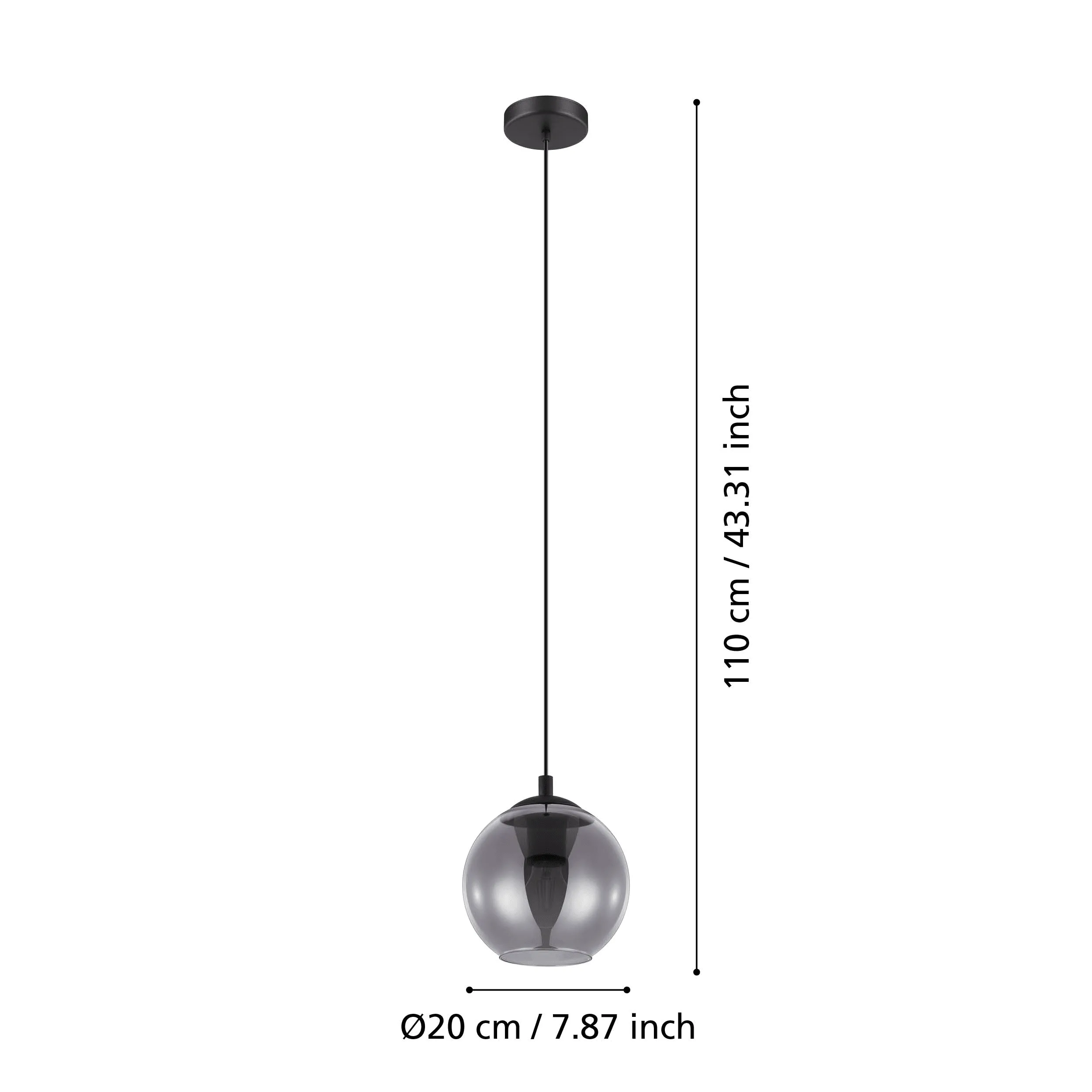 Eglo Ariscani Black & Steel Vaporised Glass Ceiling Pendant