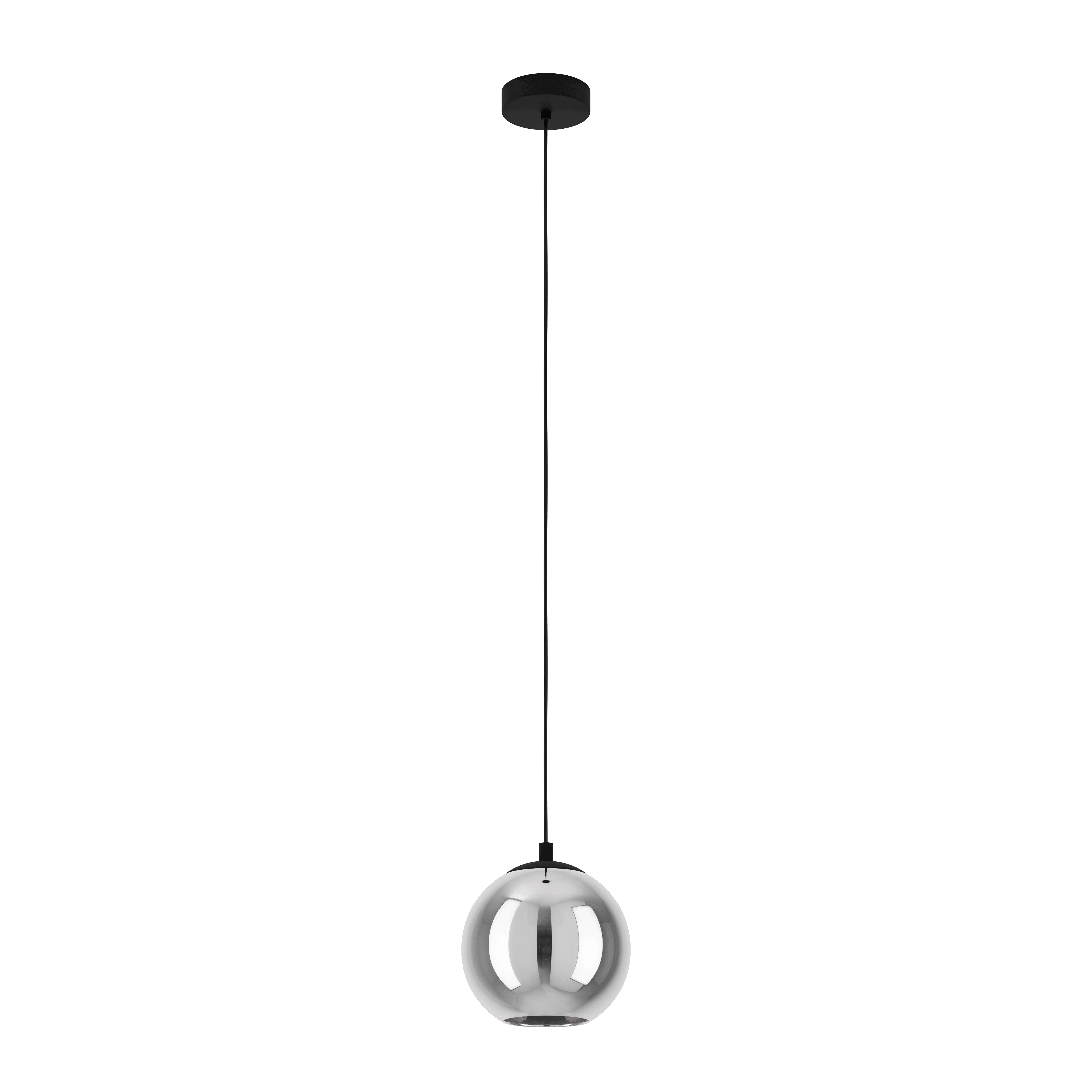 Eglo Ariscani Black & Steel Vaporised Glass Ceiling Pendant