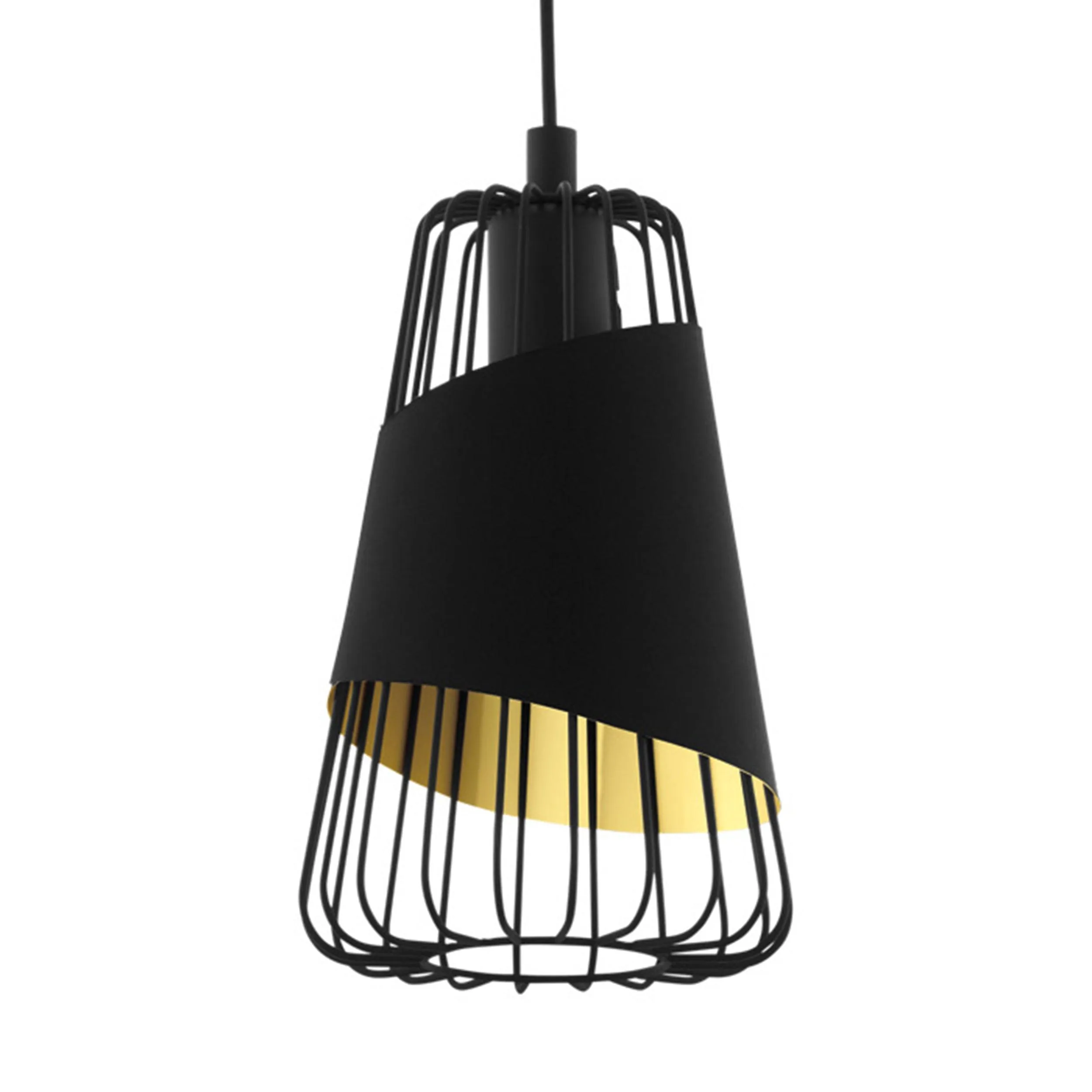 Eglo Austell Black & Gold Lined Wire Framed Ceiling Pendant