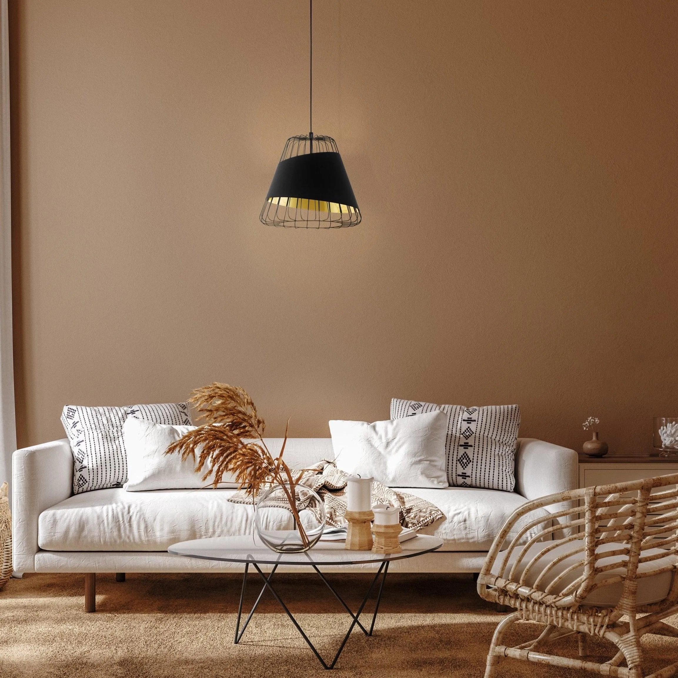 Eglo Austell Black Wire Framed Ceiling Pendant flush mount ceiling fixture