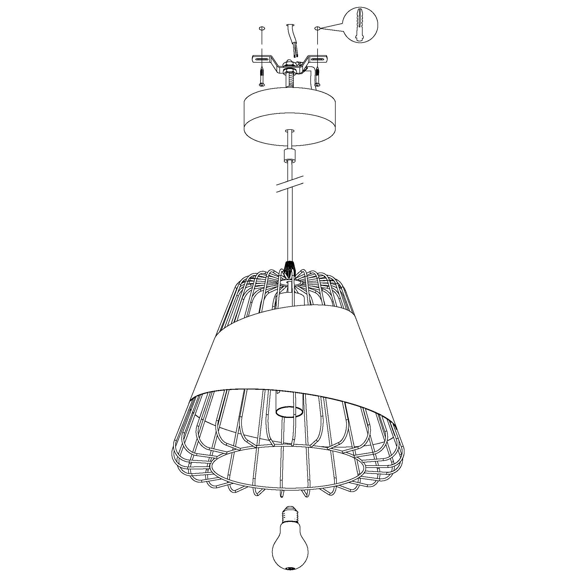 Eglo Austell Black Wire Framed Ceiling Pendant