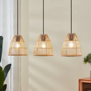 Eglo Ayesgarth 3 Light Rattan Wicker Lamp Shade Ceiling Pendant flush mount ceiling fixture