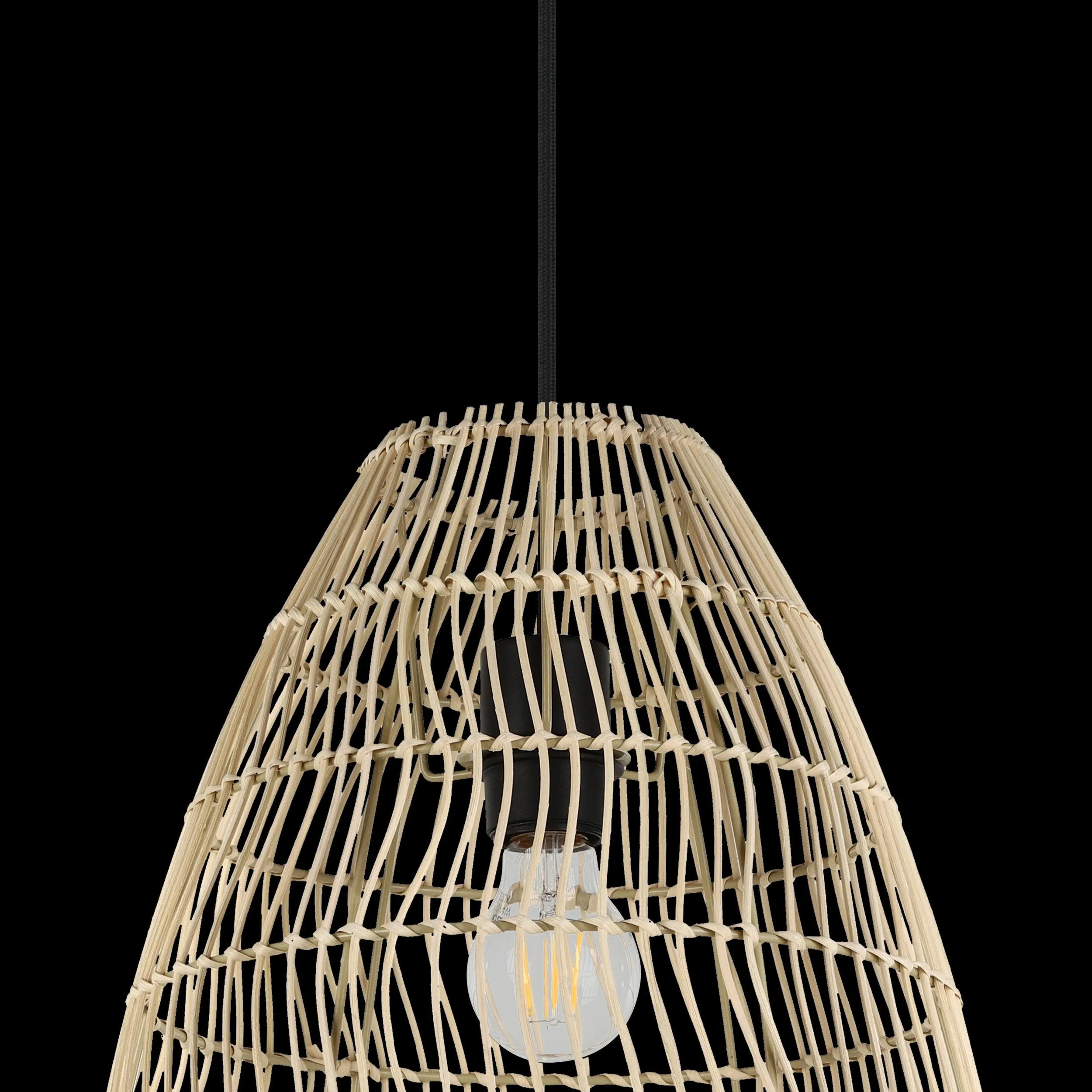 Eglo Ayesgarth Black & Rattan Wicker Lamp Shade Ceiling Pendant