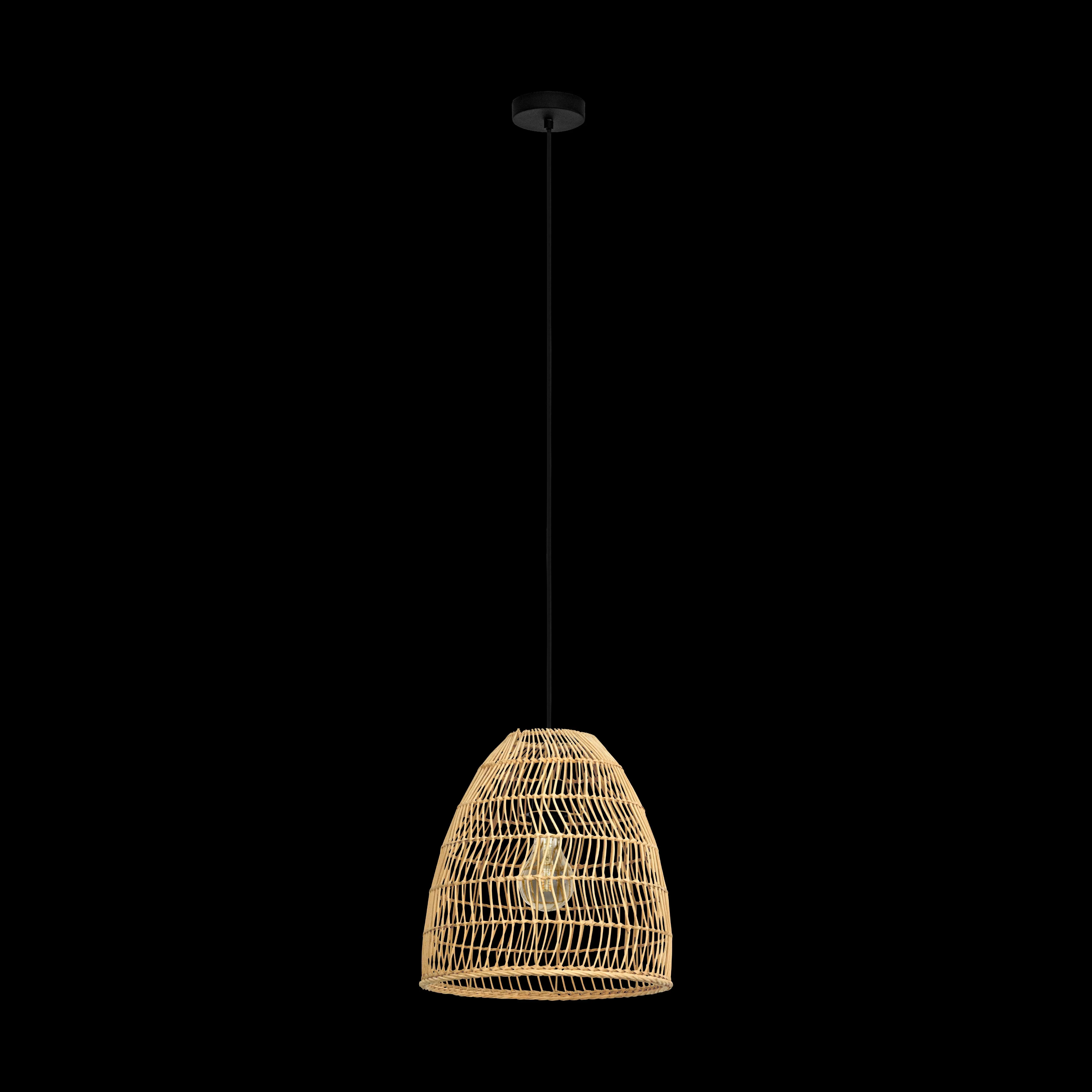 Eglo Ayesgarth Black & Rattan Wicker Lamp Shade Ceiling Pendant