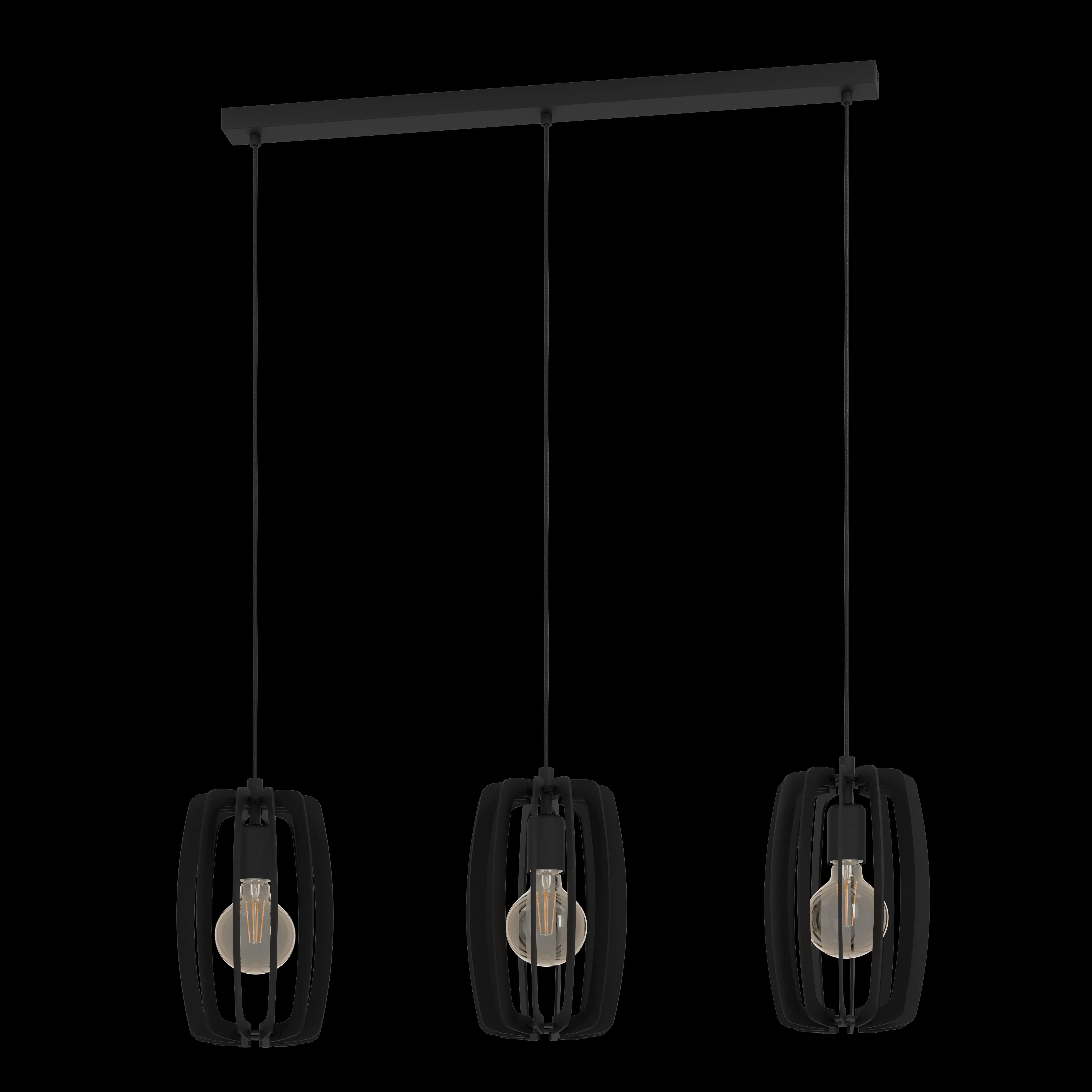 Eglo Bajazzara 3 Light Black Wood Segments Ceiling Pendant