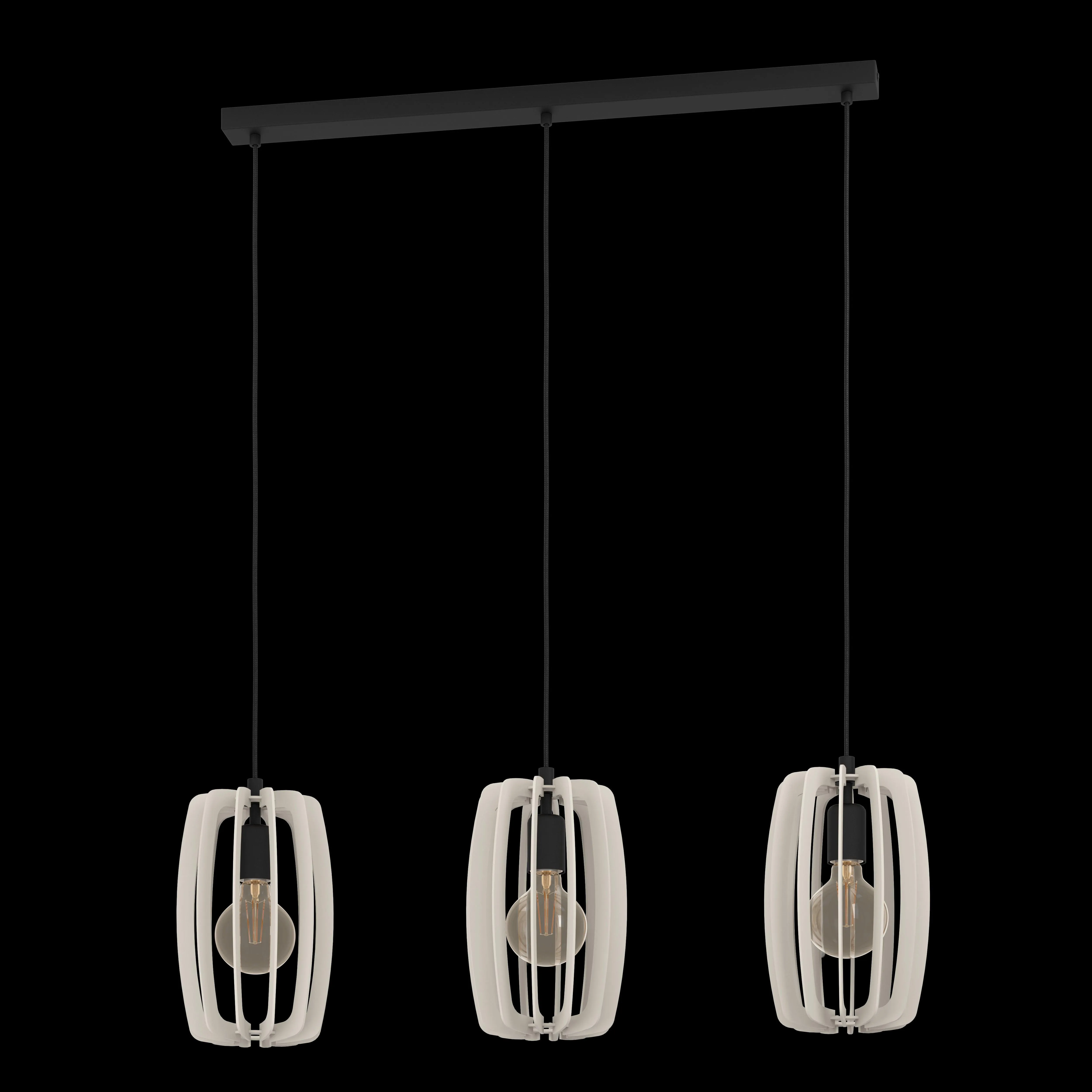 Eglo Bajazzara 3 Light Grey Wood Segments Ceiling Pendant