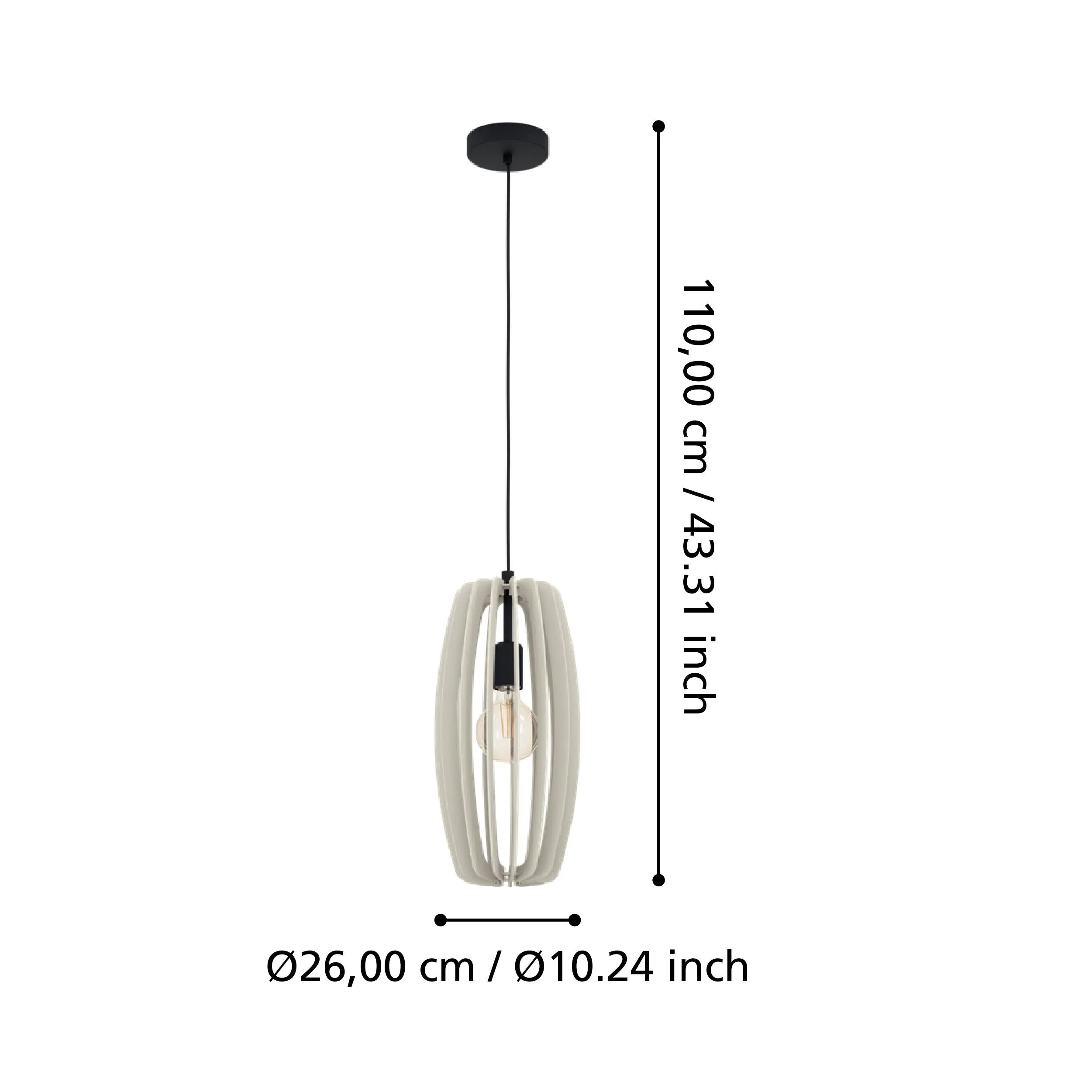 Eglo Bajazzara Elongated Grey Wood Segments Ceiling Pendant