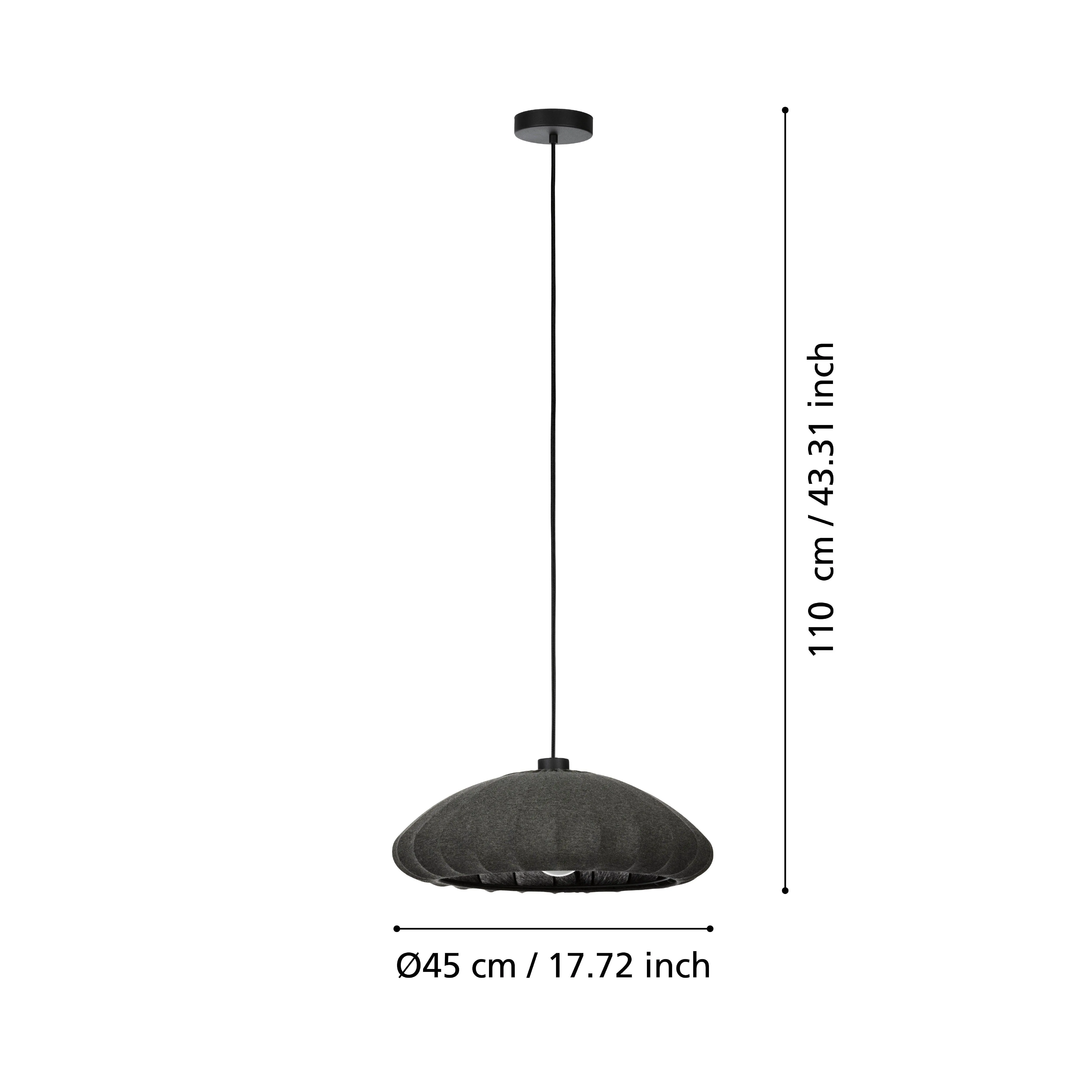 Eglo Barlaston Grey Fabric Lampshade Ceiling Pendant
