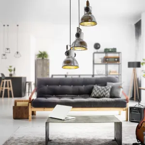 Eglo Barnstaple 3 Light Distressed Steel Ceiling Pendant flush mount ceiling fixture
