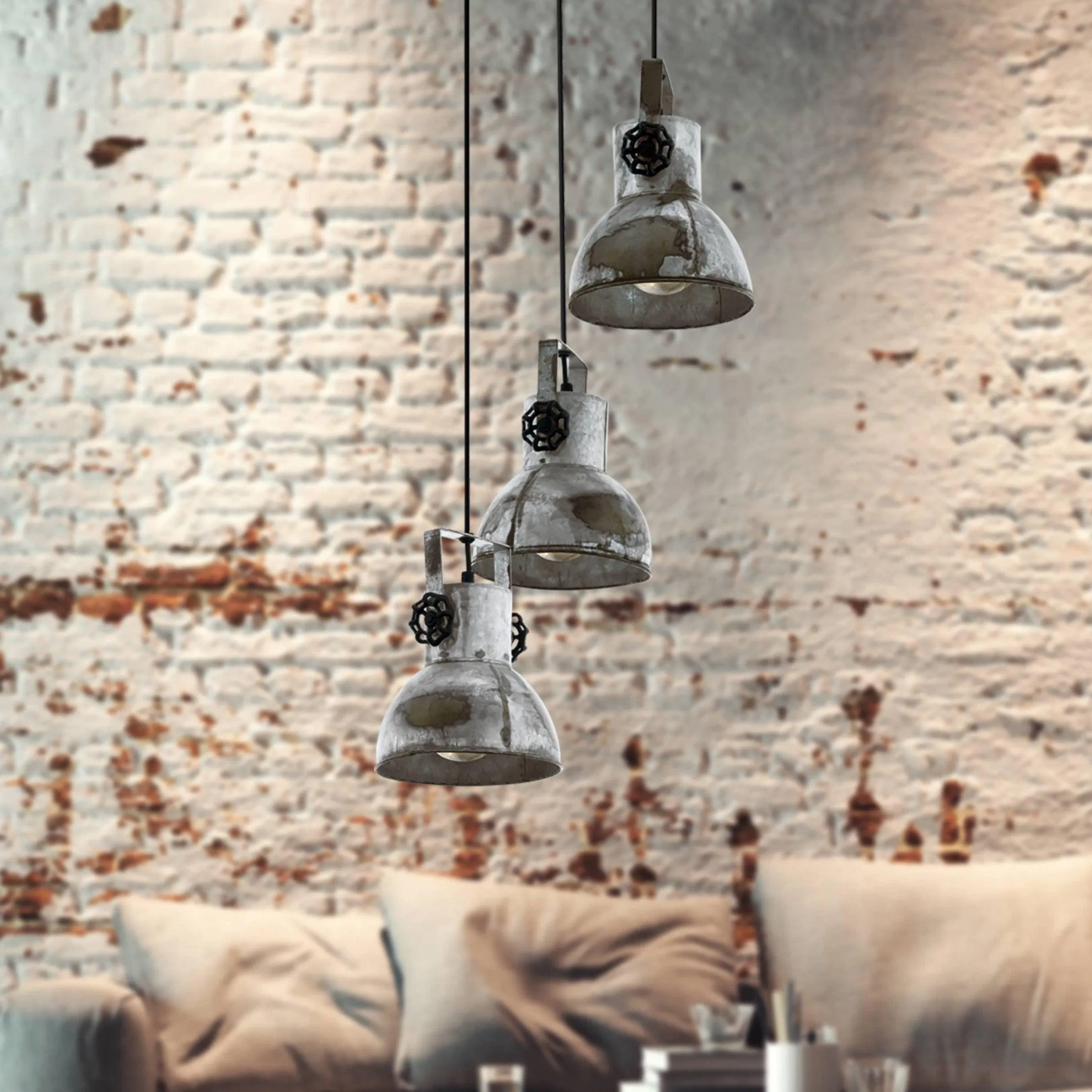 Eglo Barnstaple 3 Light Distressed Steel Ceiling Pendant