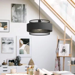 Eglo Bazely Round Black Mesh Wire Ceiling Pendant flush mount ceiling fixture
