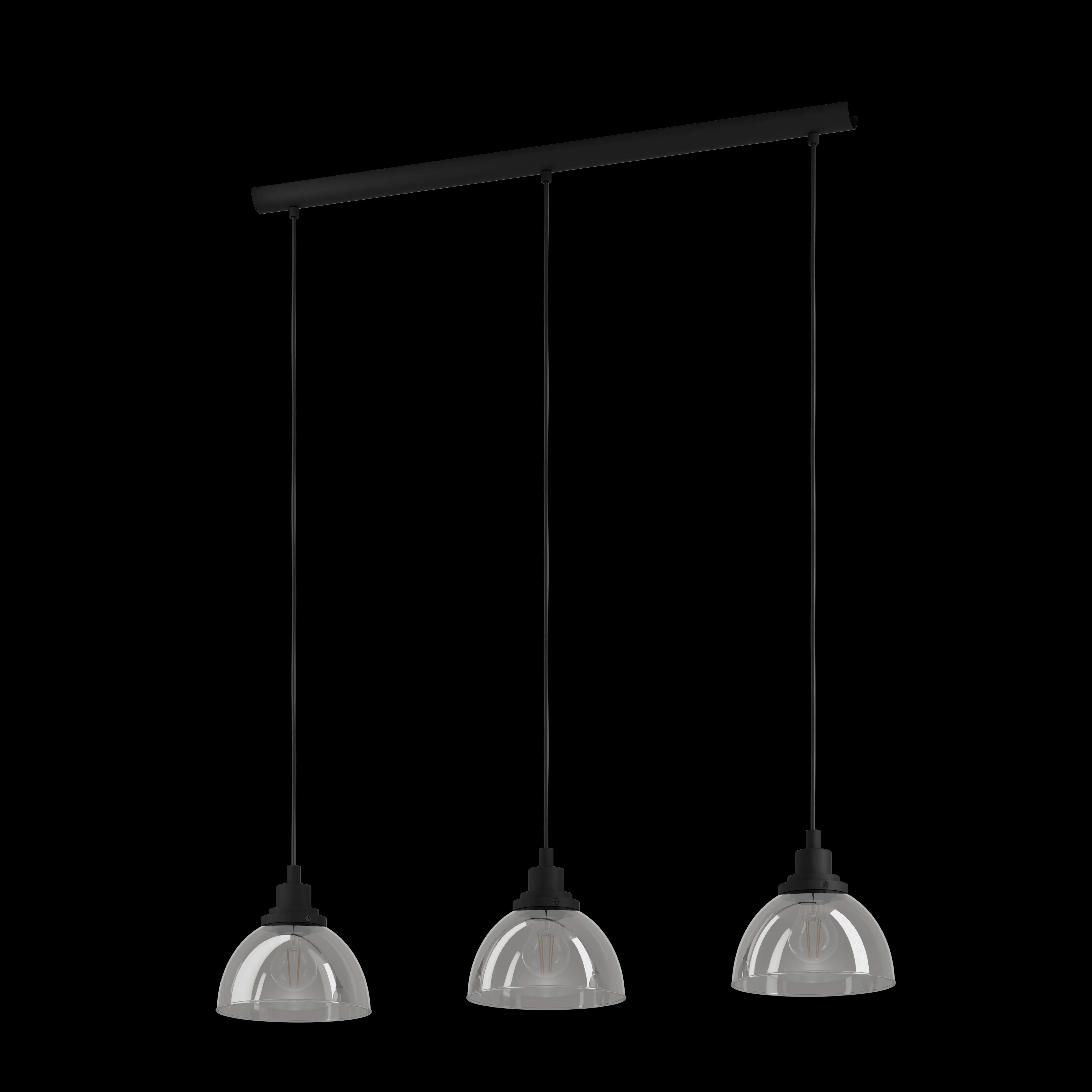 Eglo Beleser 3 Light Smoked Black Glass Ceiling Pendant