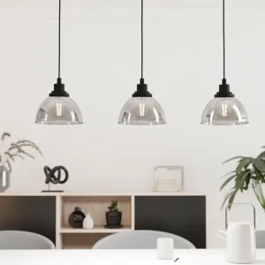 Eglo Beleser 3 Light Smoked Black Glass Ceiling Pendant flush mount ceiling fixture