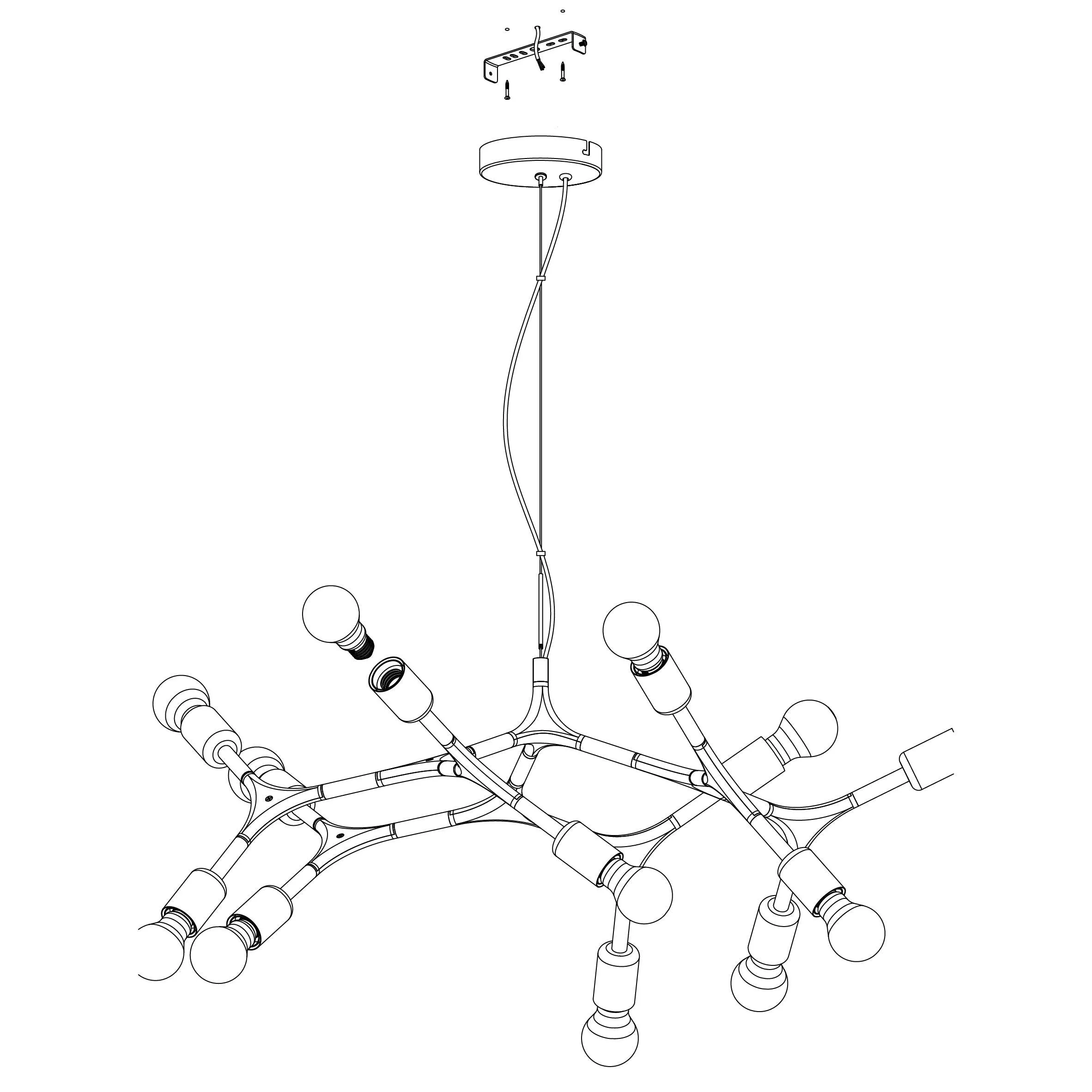 Eglo Bocadella 12 Arm Black Metal Ceiling Pendant