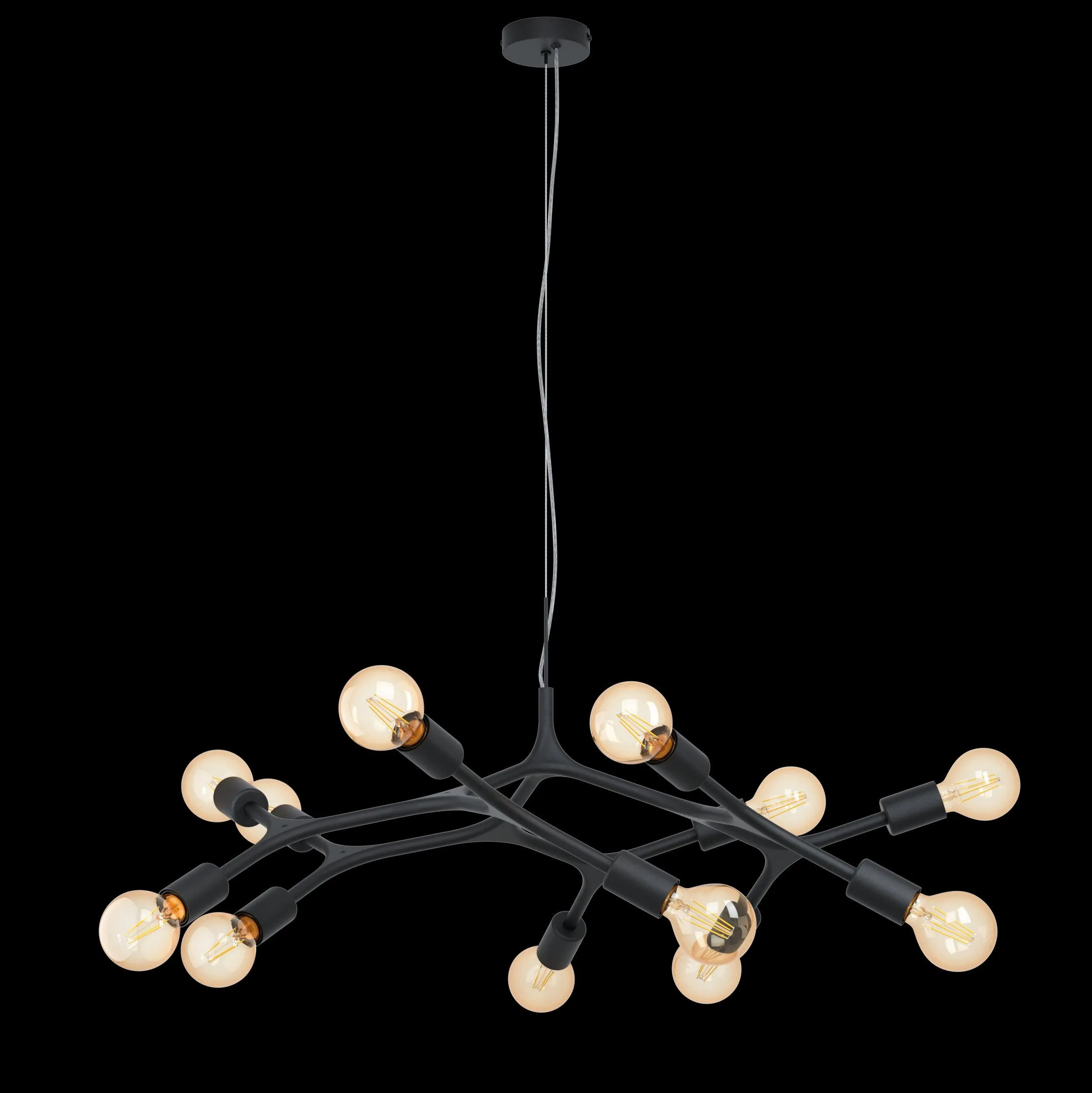 Eglo Bocadella 12 Arm Black Metal Ceiling Pendant