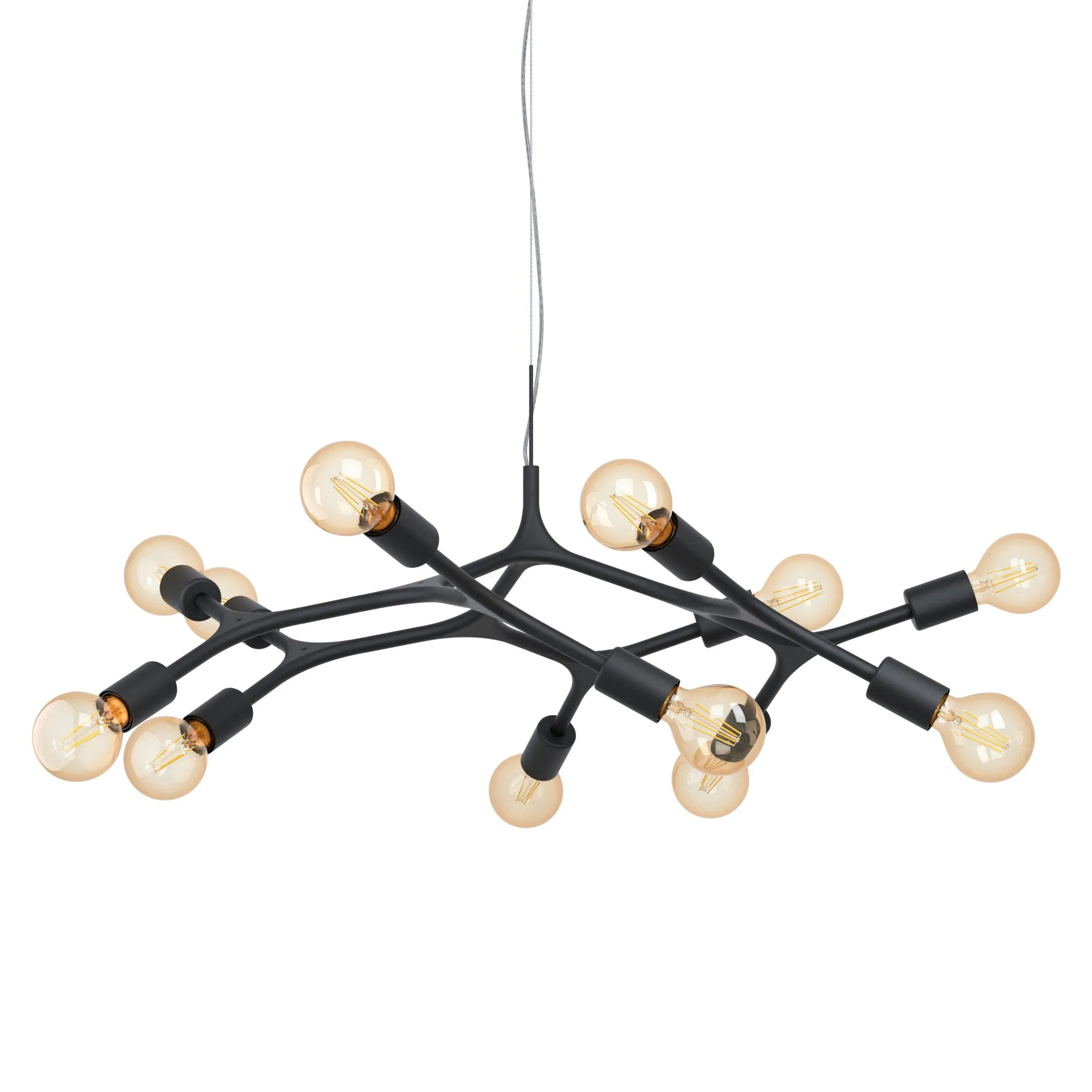 Eglo Bocadella 12 Arm Black Metal Ceiling Pendant