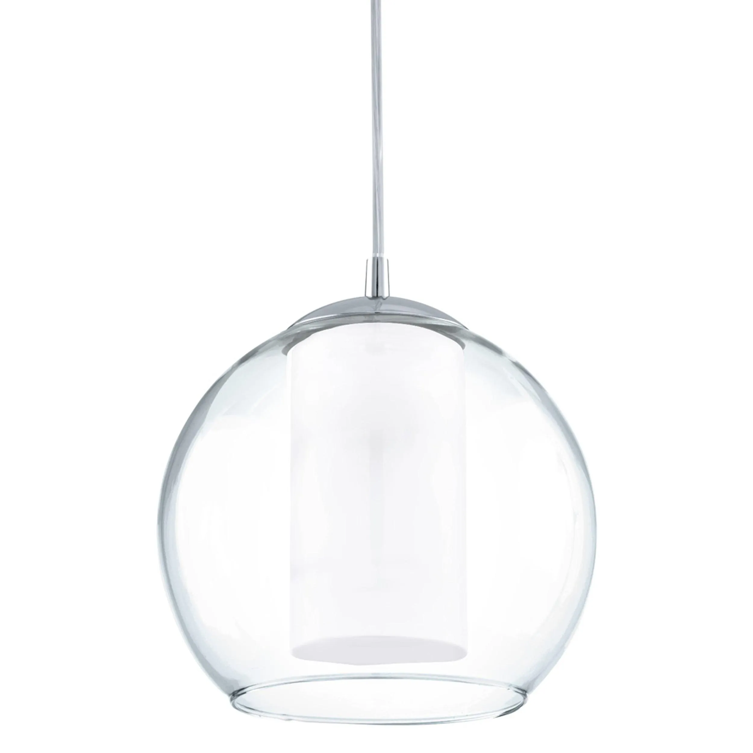 Eglo Bolsano Chrome Clear & White Glass Ceiling Pendant