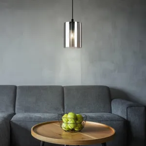 Eglo Cadaques 1 Cylindrical Smoked Glass Ceiling Pendant flush mount ceiling fixture