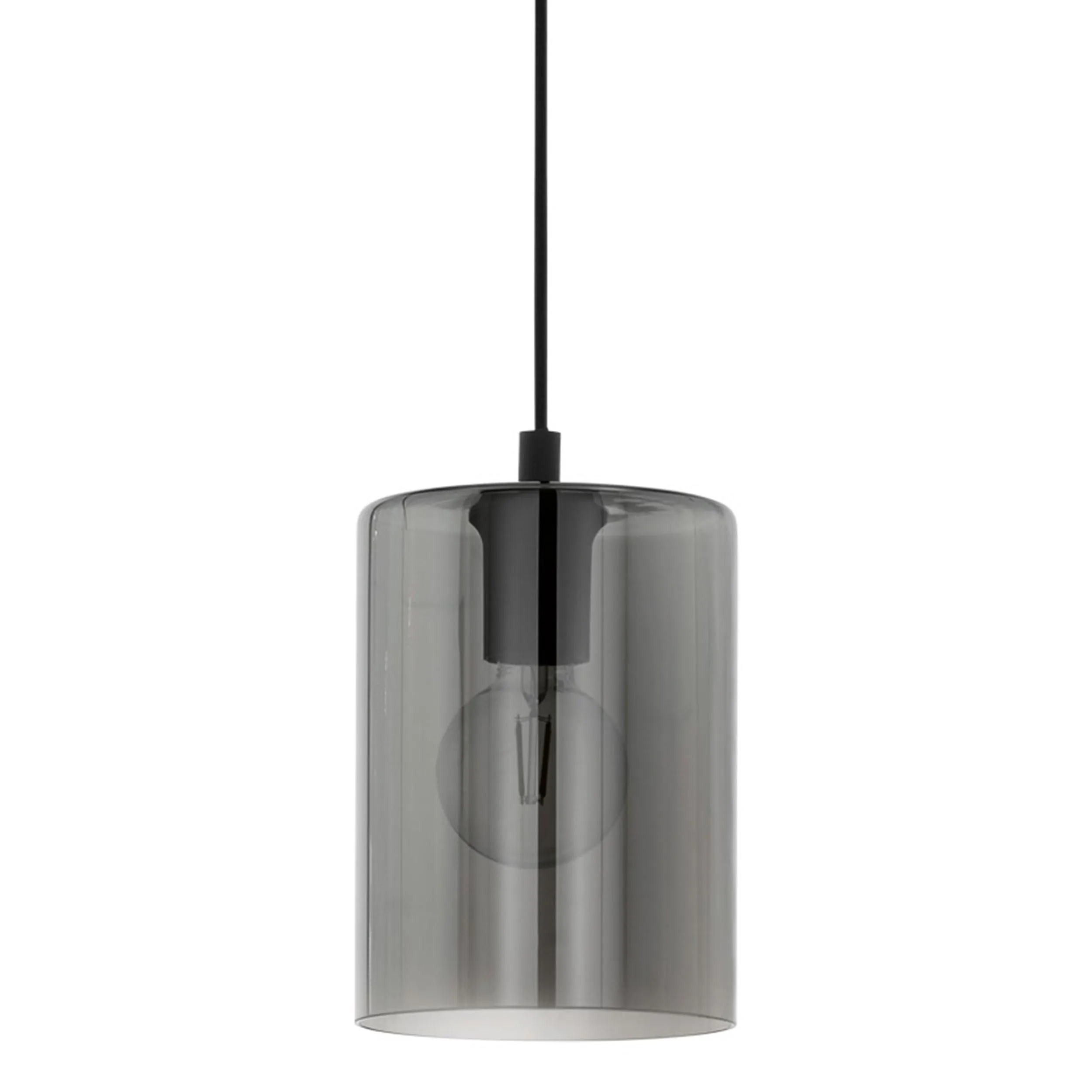 Eglo Cadaques 1 Cylindrical Smoked Glass Ceiling Pendant