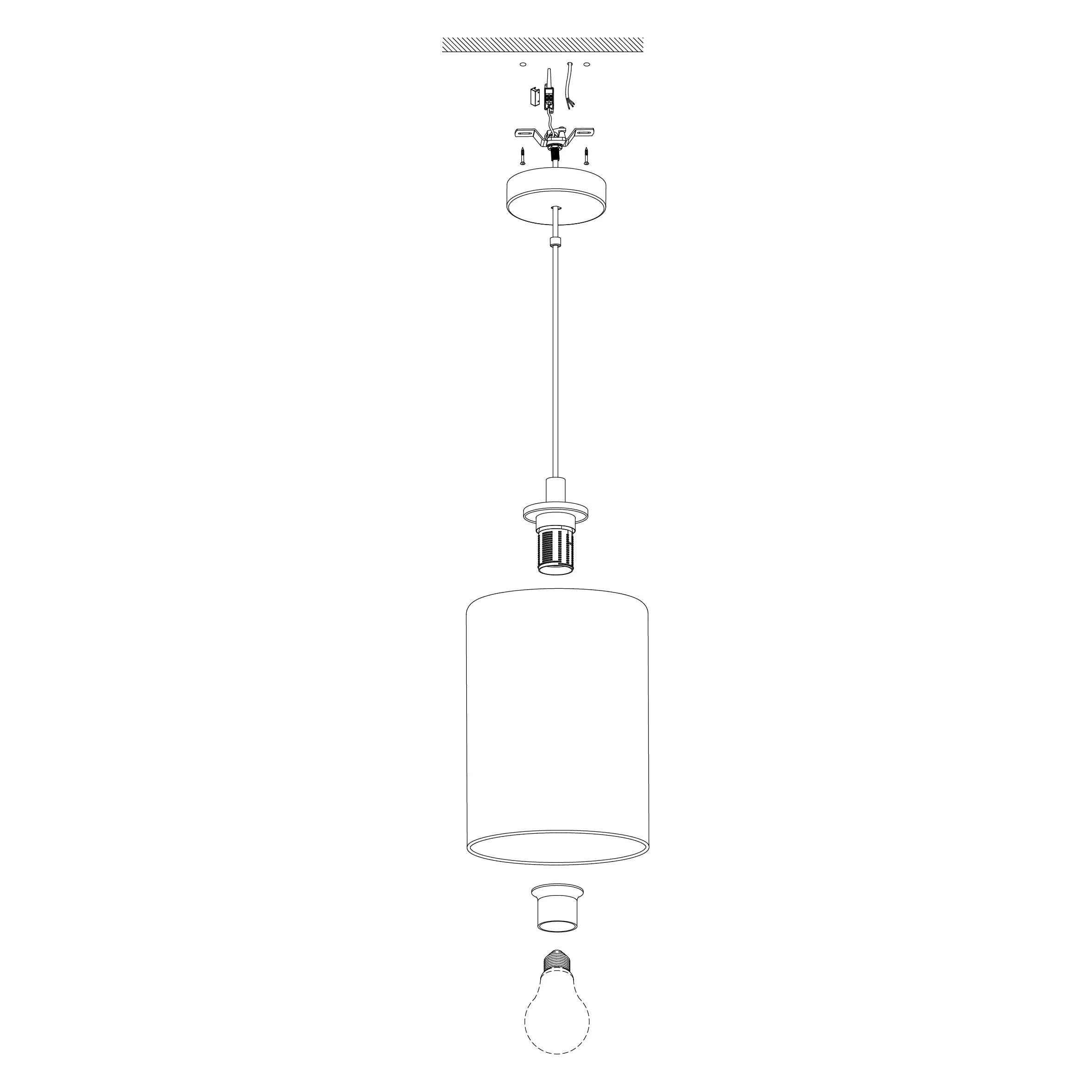 Eglo Cadaques 1 Cylindrical Smoked Glass Ceiling Pendant