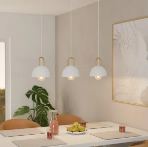 Eglo Calmanera 3 Light White & Brass Round Pendant flush mount ceiling fixture