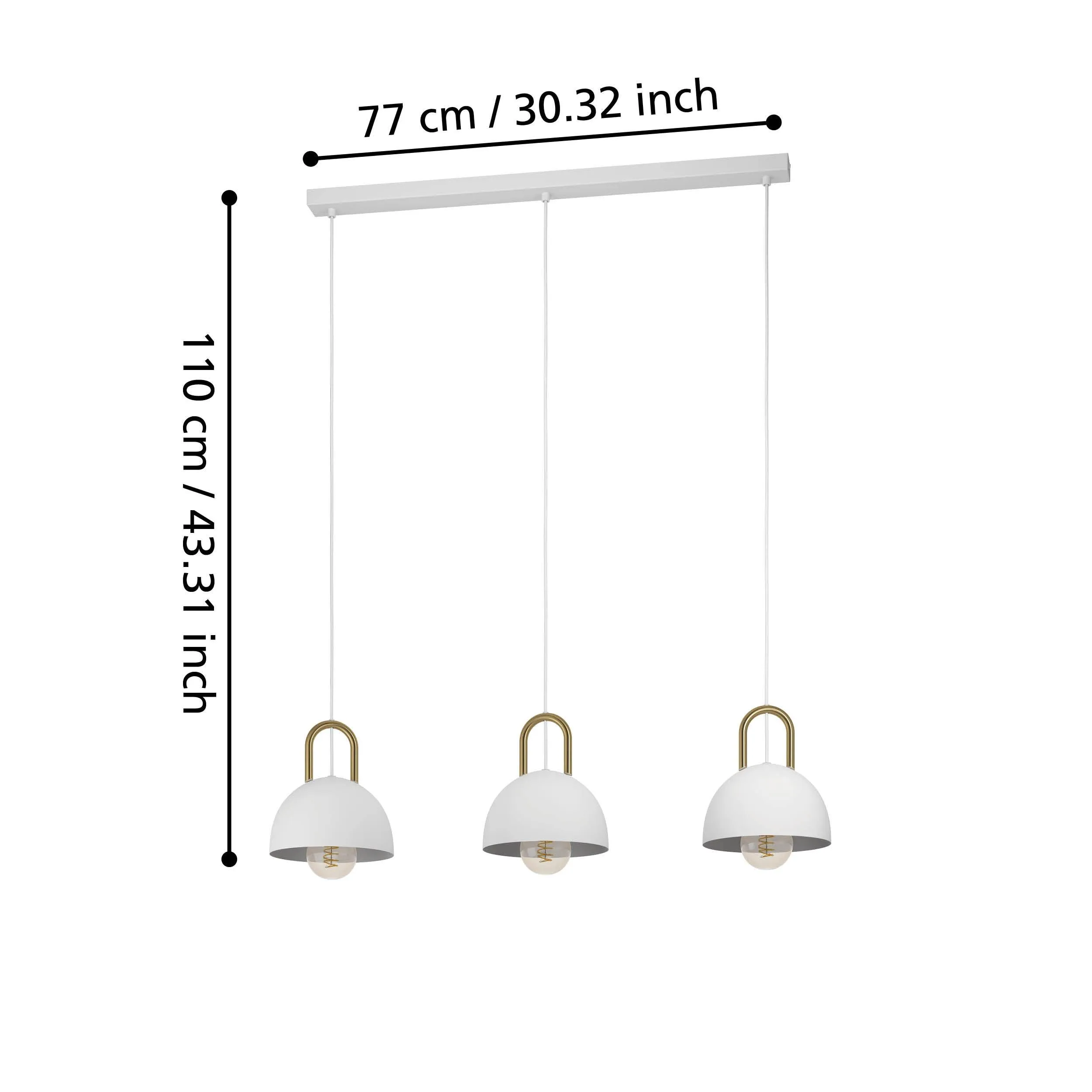 Eglo Calmanera 3 Light White & Brass Round Pendant