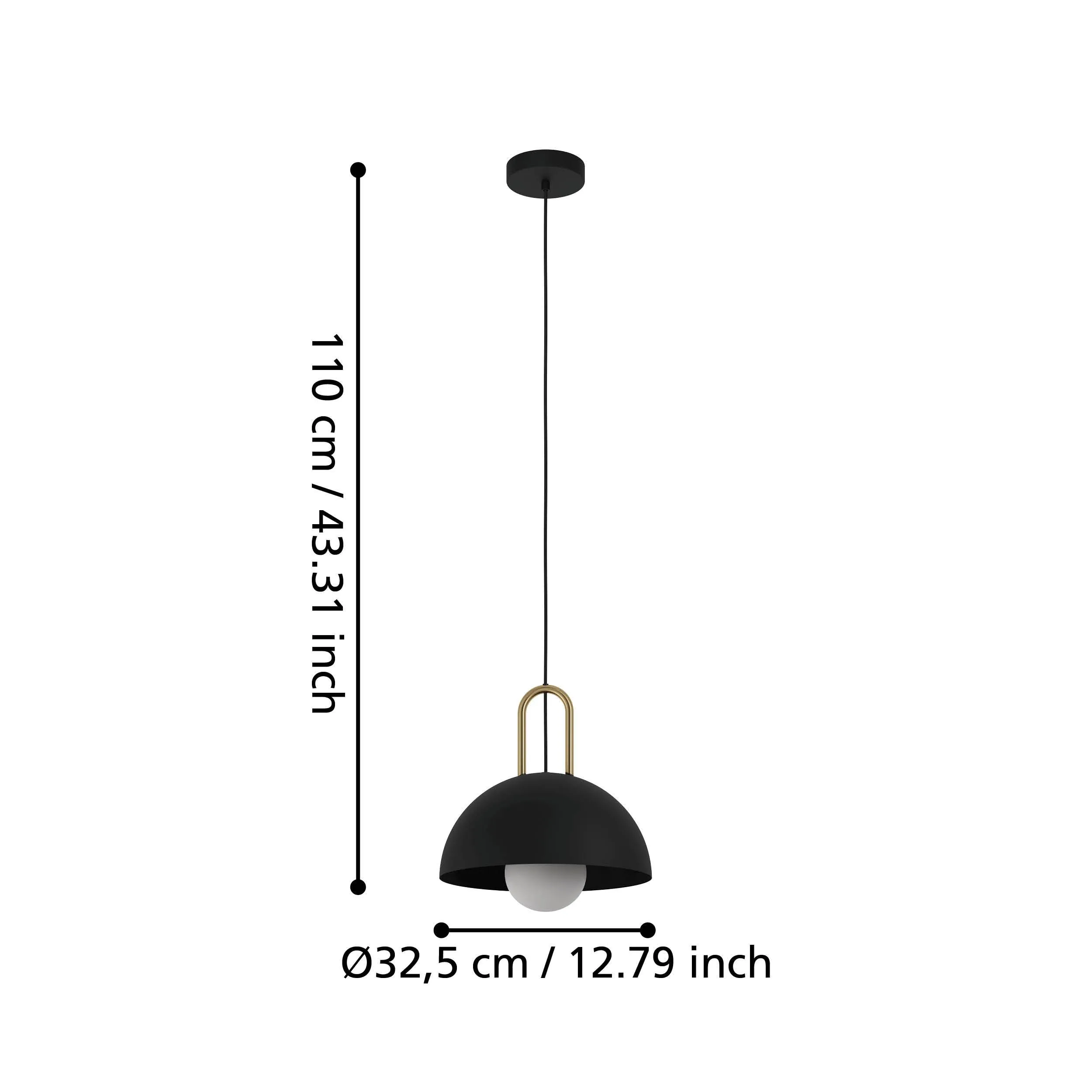 Eglo Calmanera Black & Brass Round Ceiling Pendant