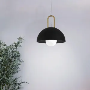 Eglo Calmanera Black & Brass Round Ceiling Pendant flush mount ceiling fixture