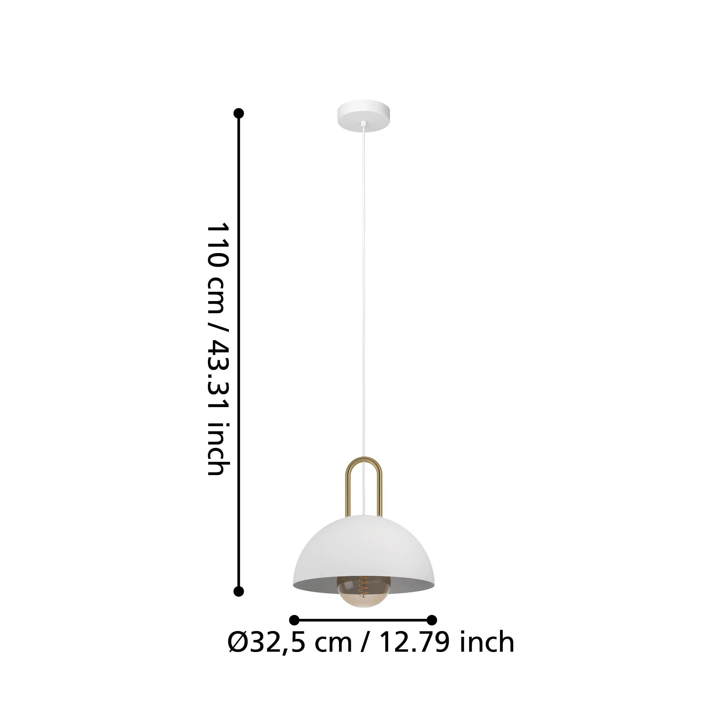 Eglo Calmanera White & Brass Round Ceiling Pendant
