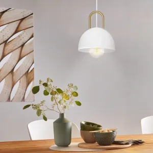 Eglo Calmanera White & Brass Round Ceiling Pendant flush mount ceiling fixture