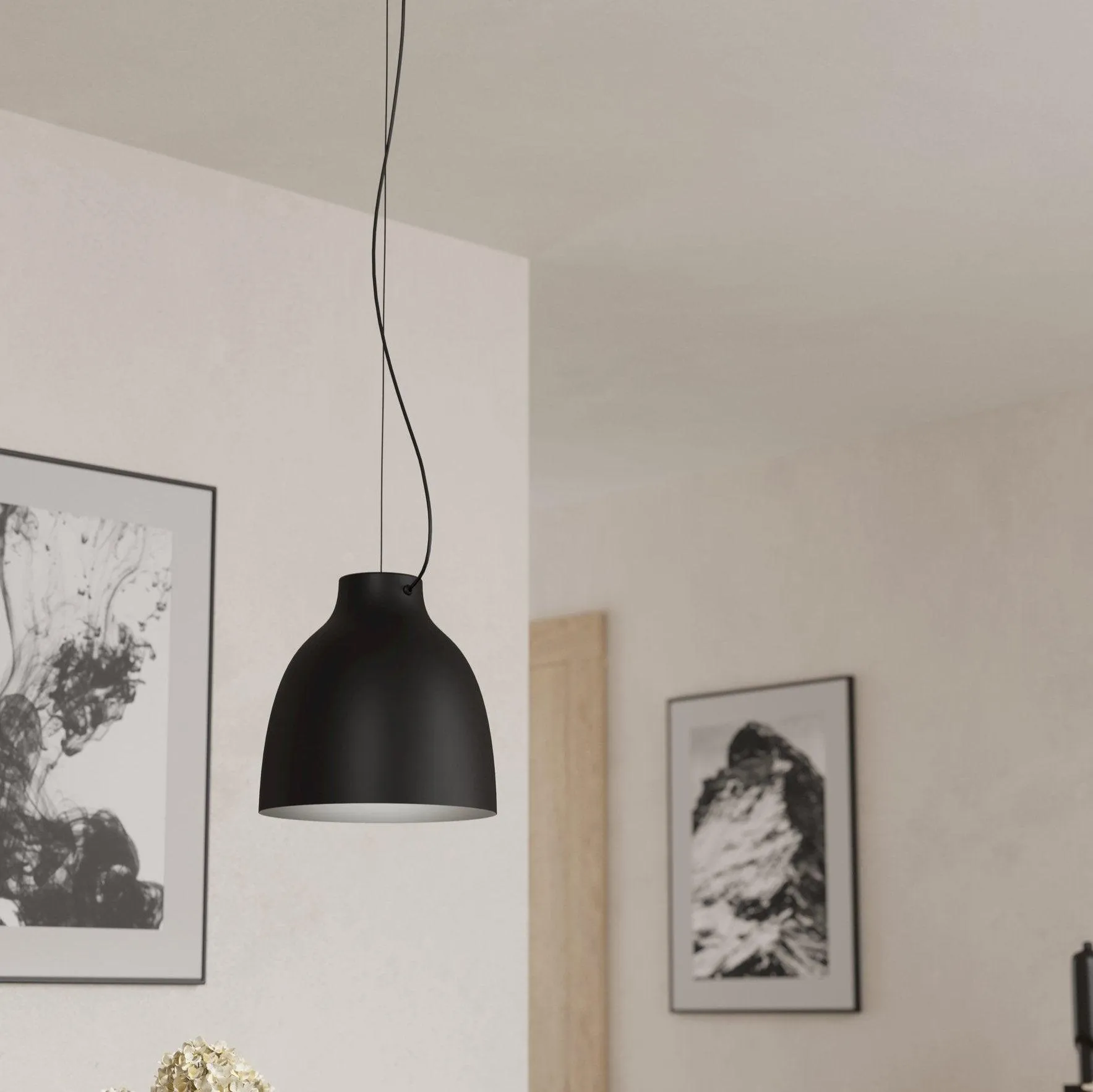 Eglo Camasca Bell Shaped Black Metal Ceiling Pendant flush mount ceiling fixture