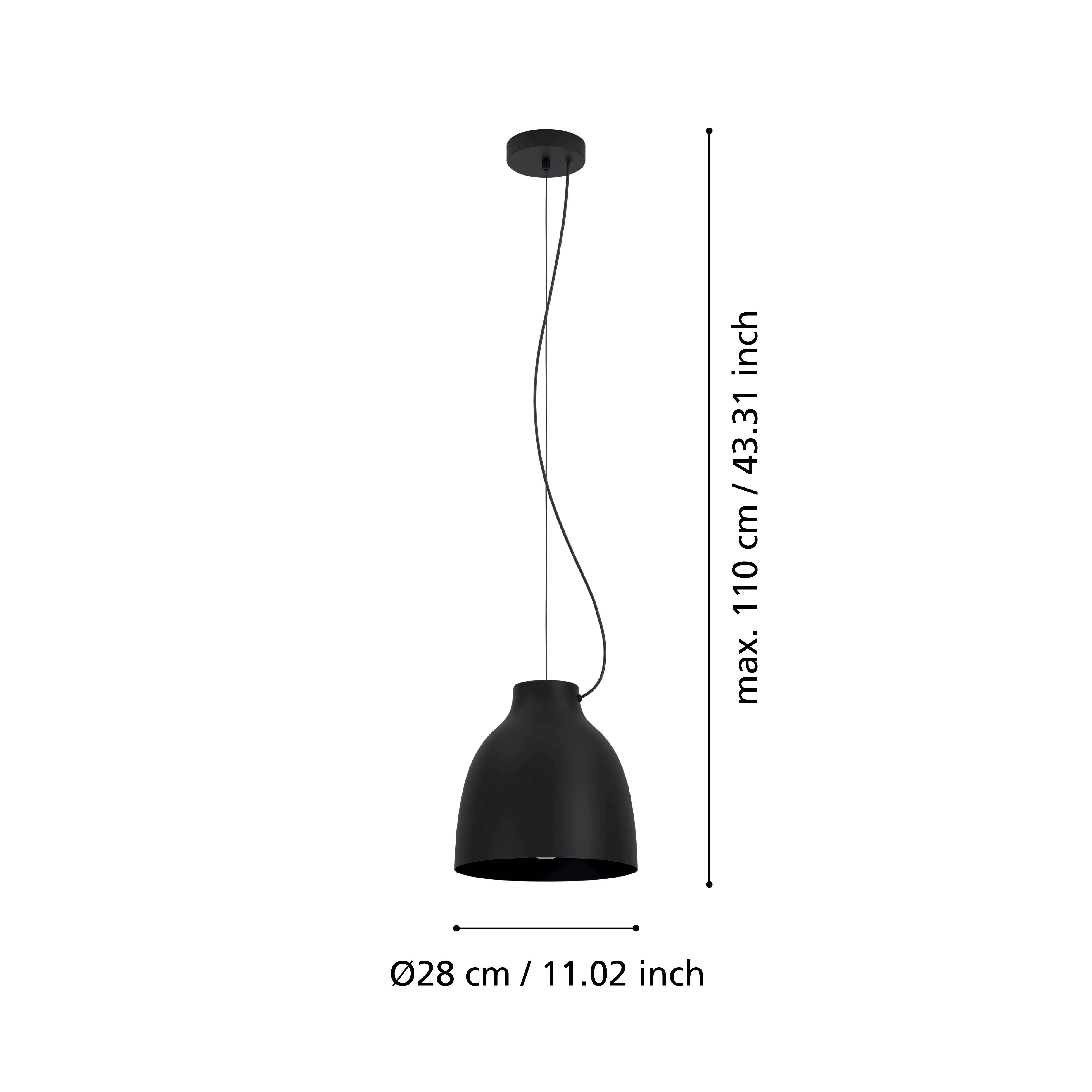 Eglo Camasca Bell Shaped Black Metal Ceiling Pendant