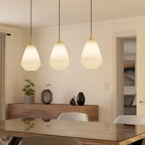 Eglo Caprarola 3 Light Conical Sand Glass & Brass Pendant flush mount ceiling fixture