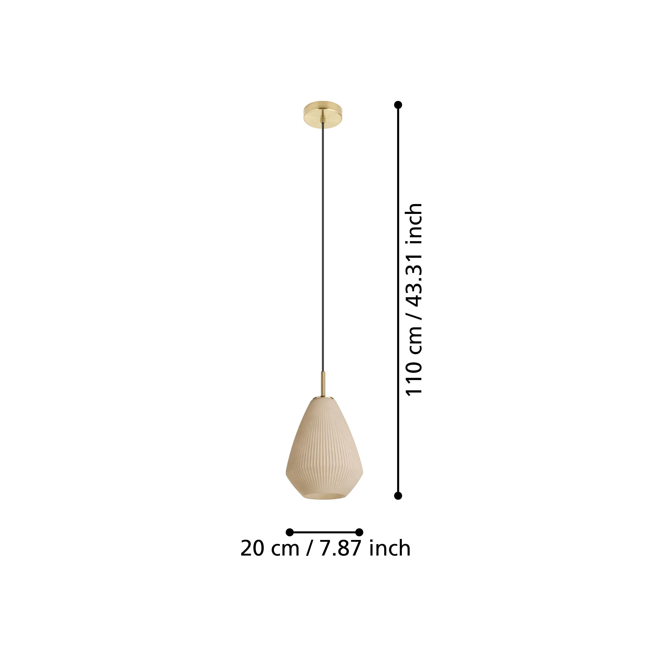 Eglo Caprarola Conical Satin Glass & Brass Ceiling Pendant