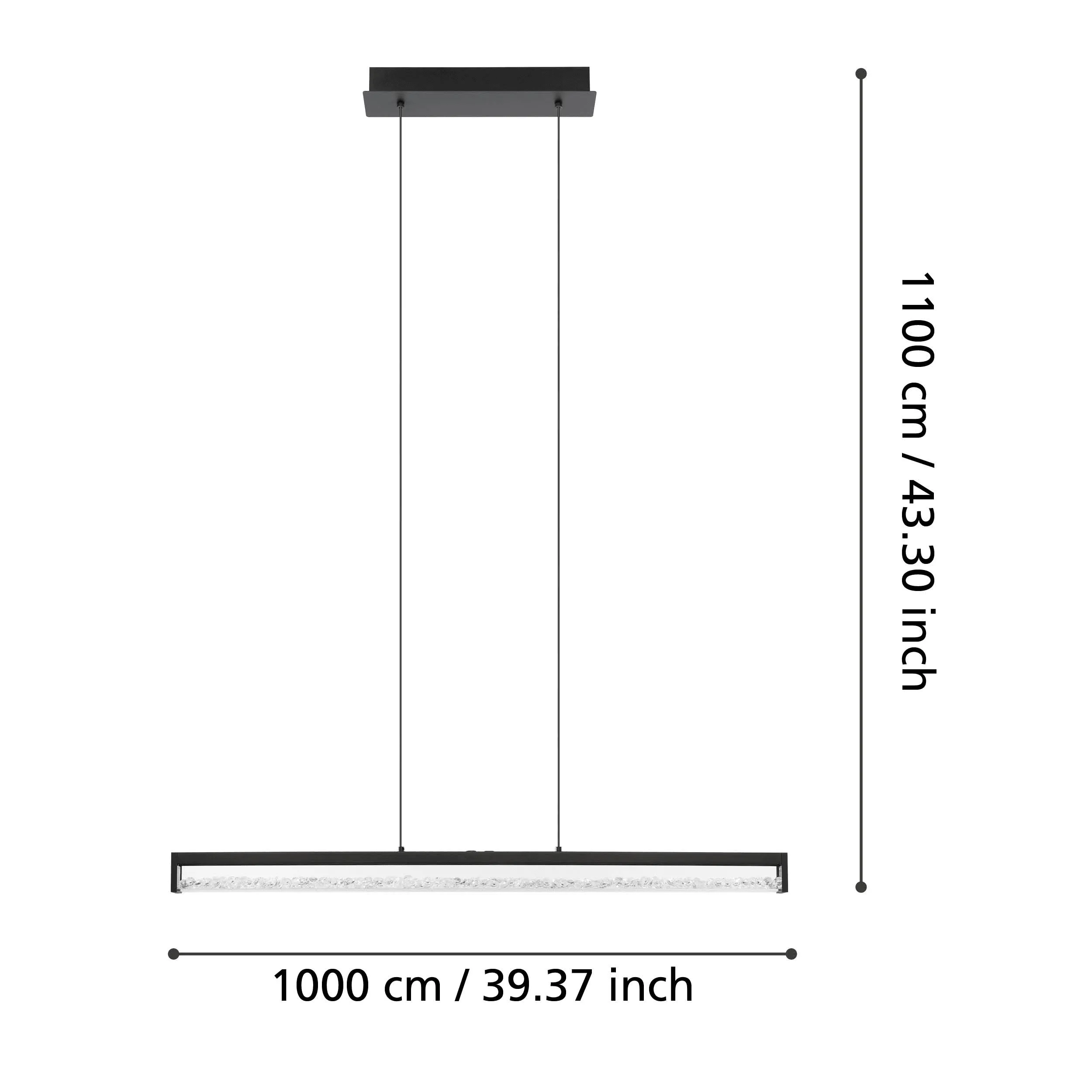 Eglo Cardito 1 LED Black Bar & Glass Crystal Ceiling Pendant