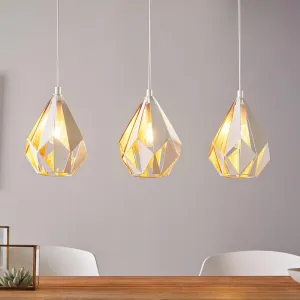 Eglo Carlton 1 3 Light White Diamond Shaped Metal Pendant flush mount ceiling fixture