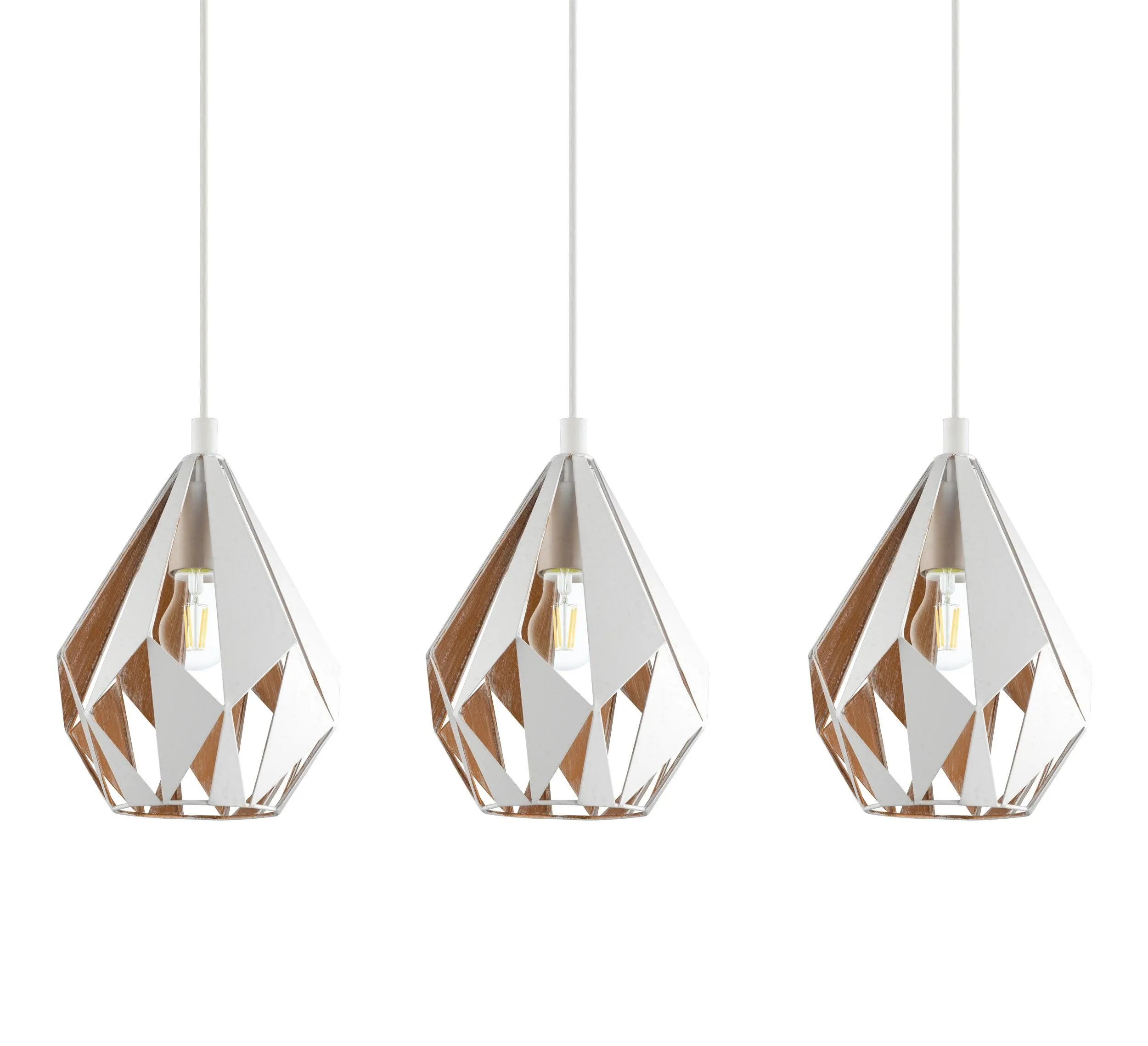Eglo Carlton 1 3 Light White Diamond Shaped Metal Pendant