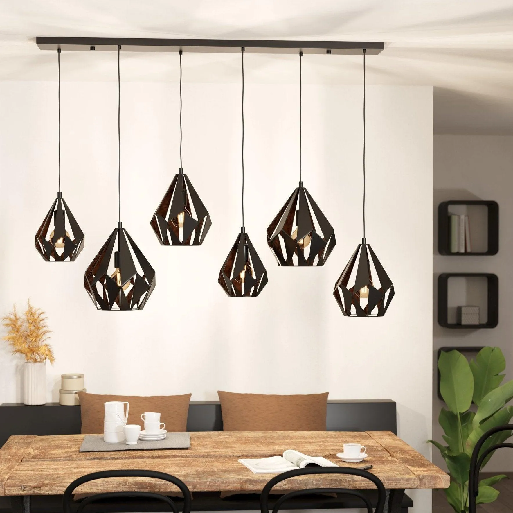 Eglo Carlton 1 Black 6 Light Bar Ceiling Pendant flush mount ceiling fixture