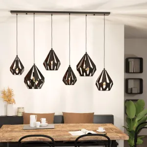 Eglo Carlton 1 Black 6 Light Bar Ceiling Pendant flush mount ceiling fixture