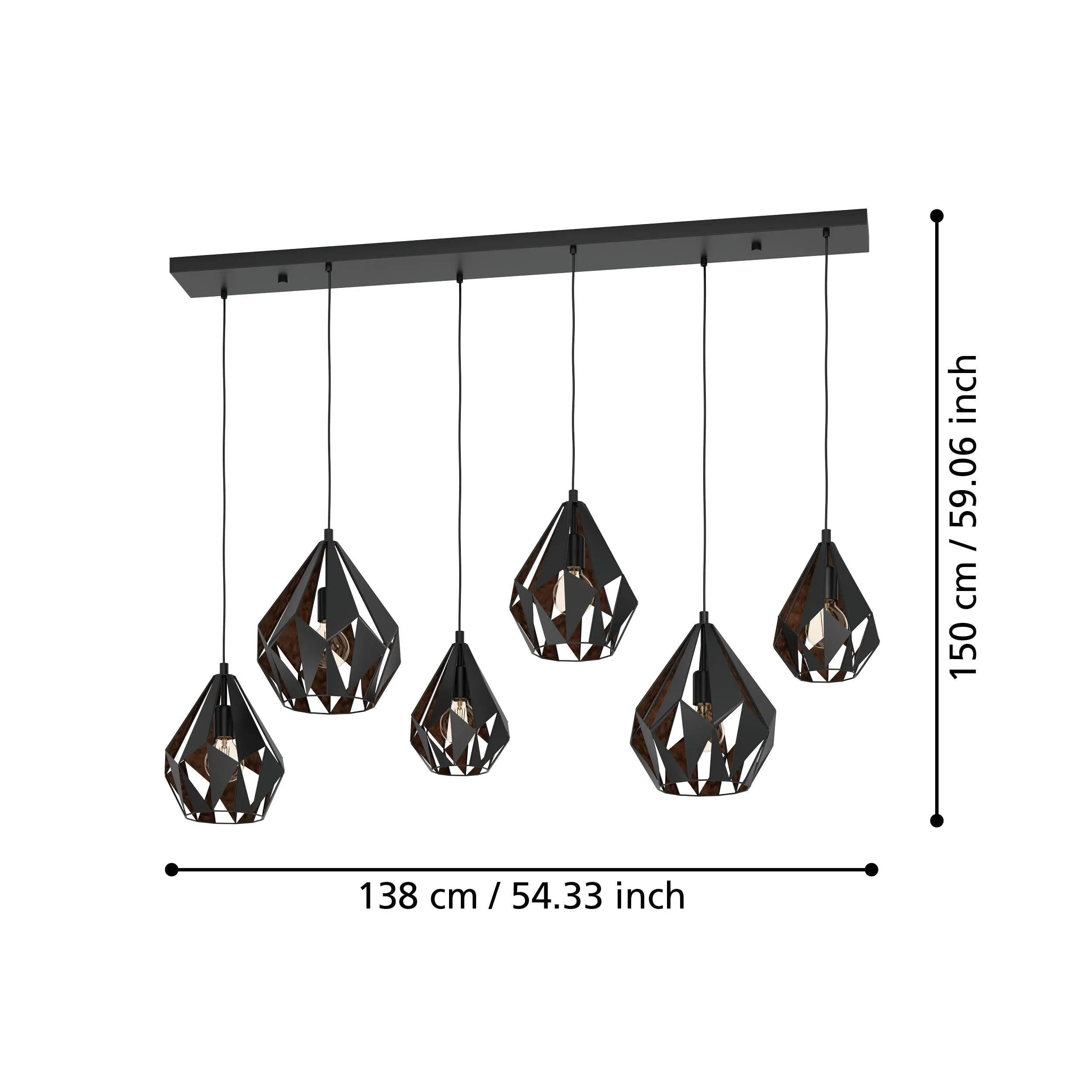 Eglo Carlton 1 Black 6 Light Bar Ceiling Pendant