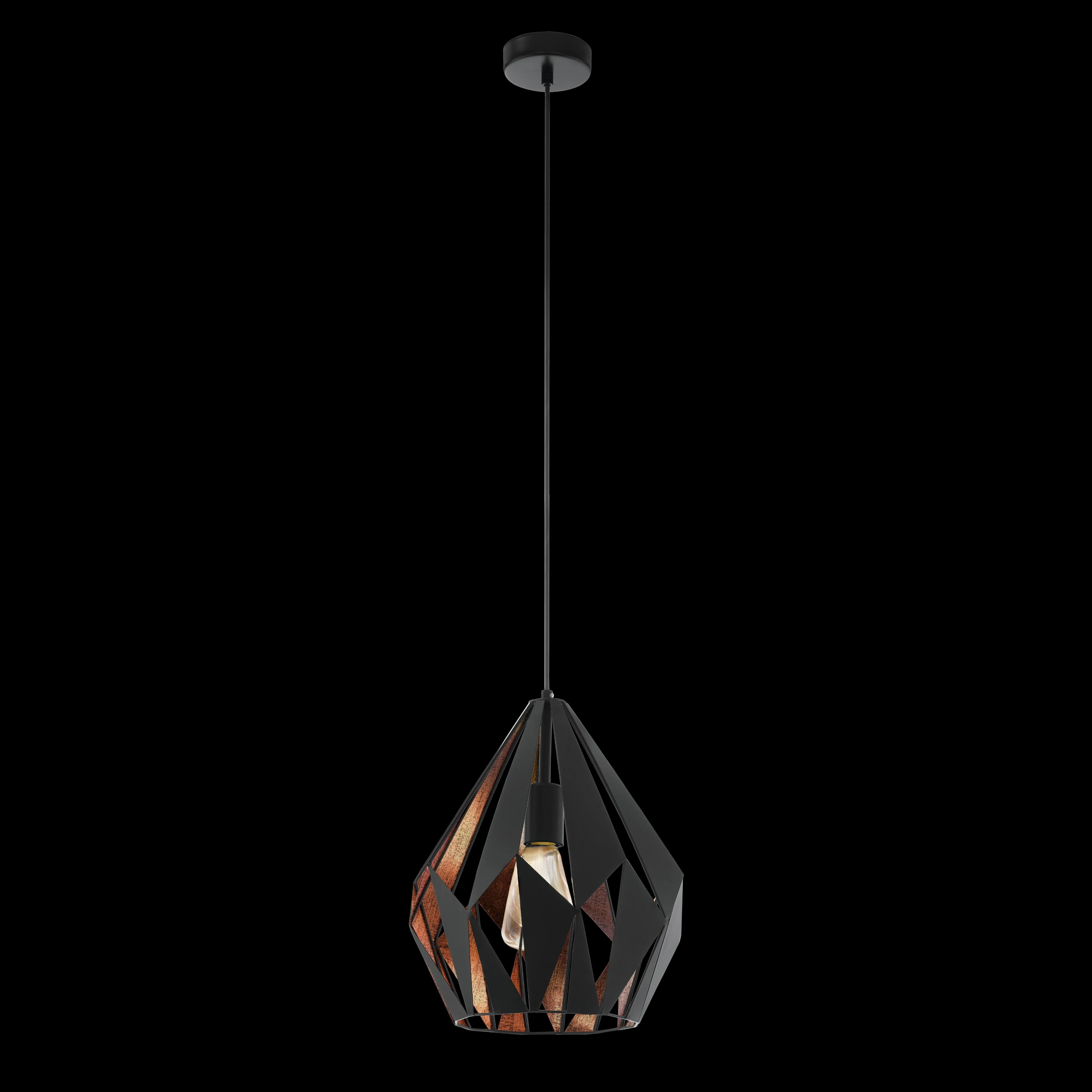 Eglo Carlton 1 Black & Copper Diamond-Shaped Ceiling Pendant