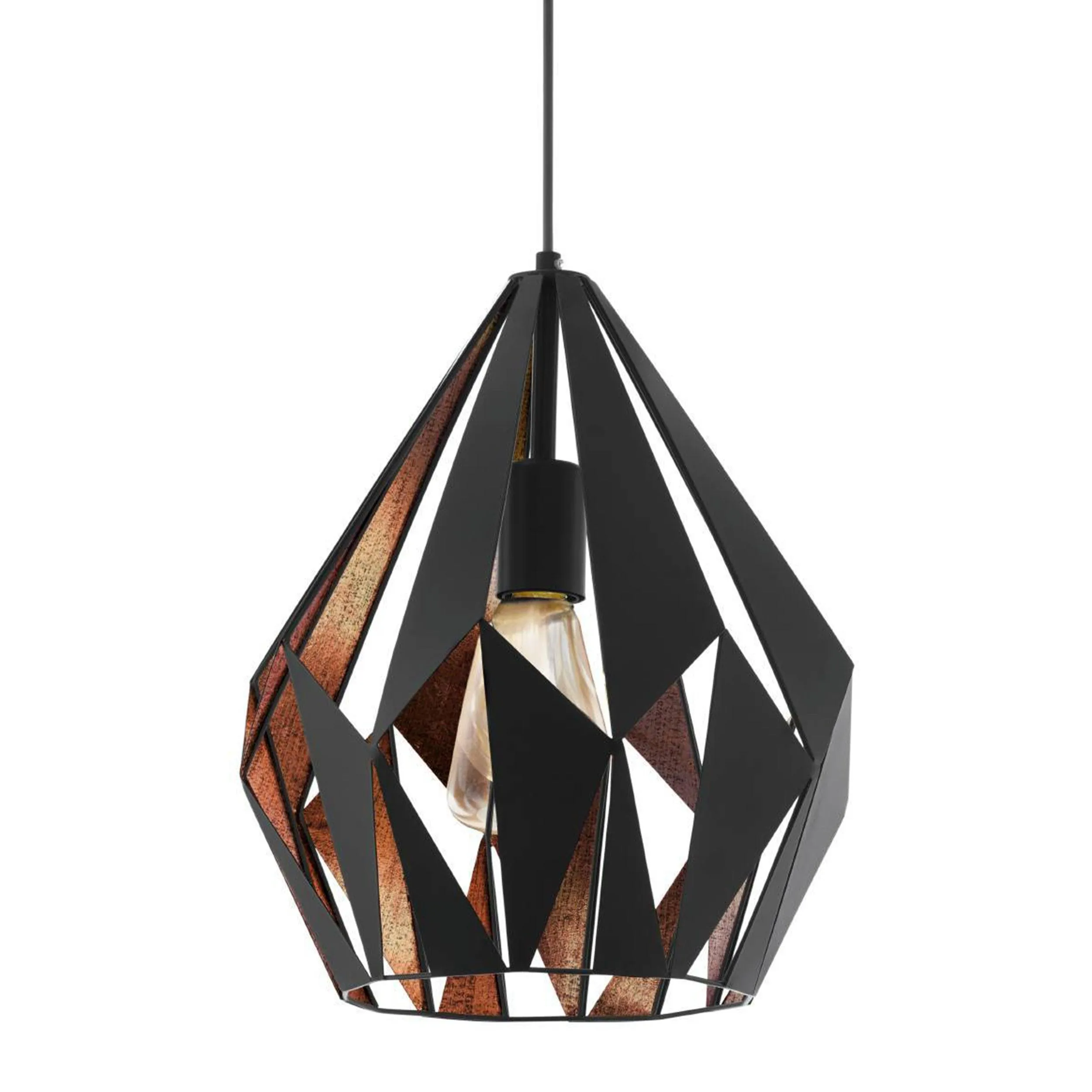 Eglo Carlton 1 Black & Copper Diamond-Shaped Ceiling Pendant
