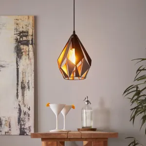 Eglo Carlton 1 Black & Copper Metal Ceiling Pendant flush mount ceiling fixture