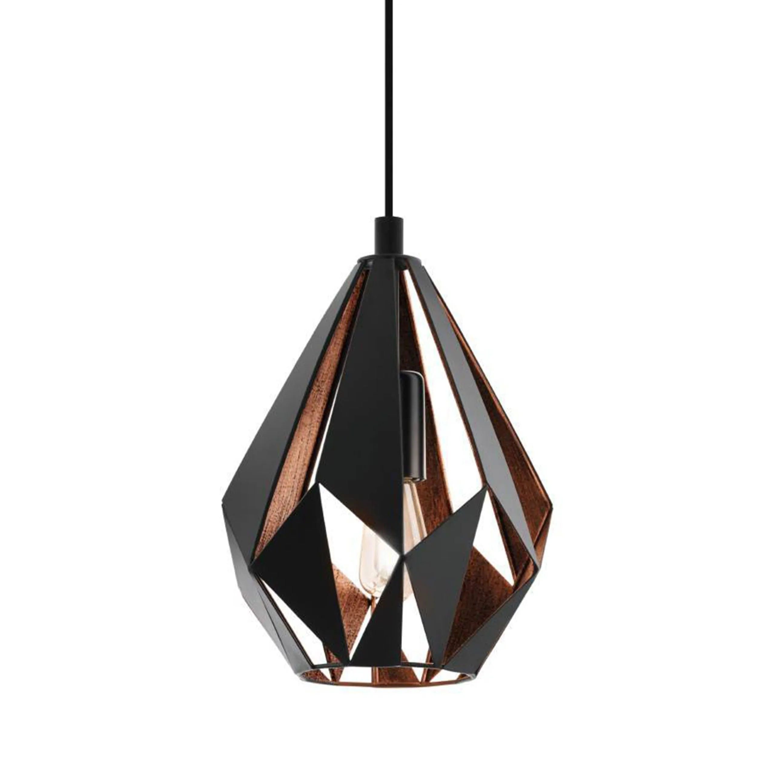 Eglo Carlton 1 Black & Copper Metal Ceiling Pendant