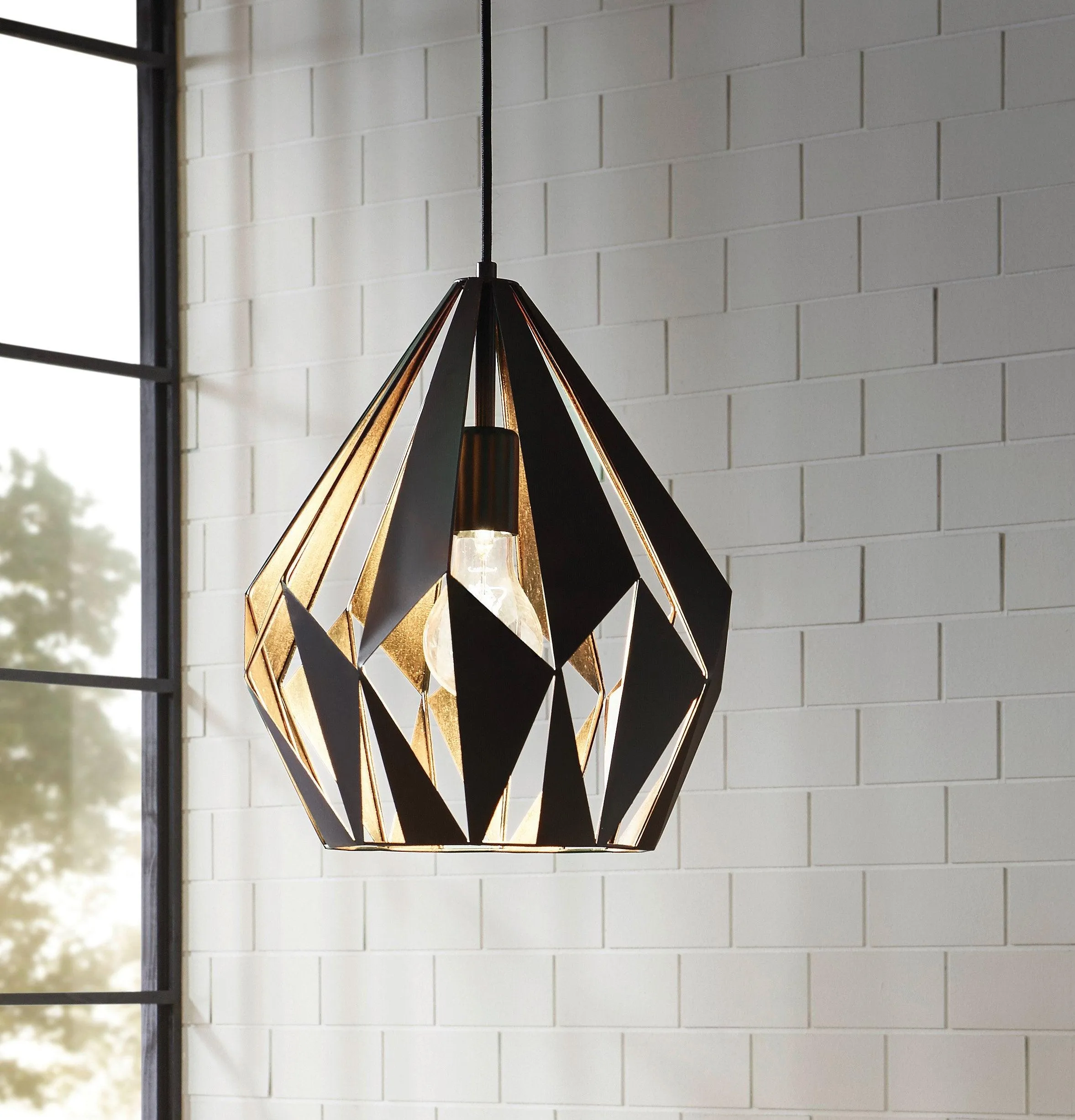 Eglo Carlton 1 Geometric Gold & Black Ceiling Pendant